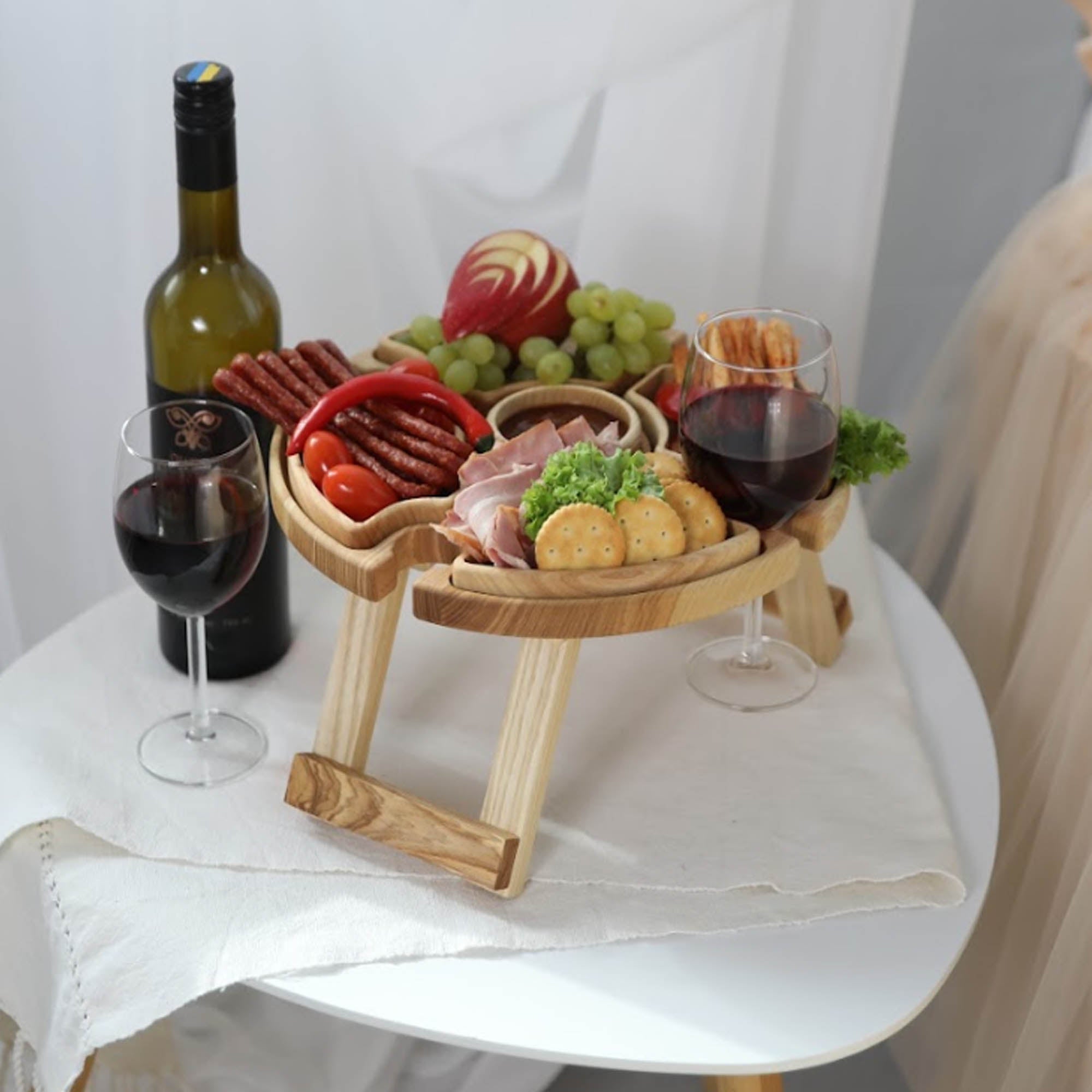 Винний столик СПОКУСА+ на 4 келиха з тарілочками