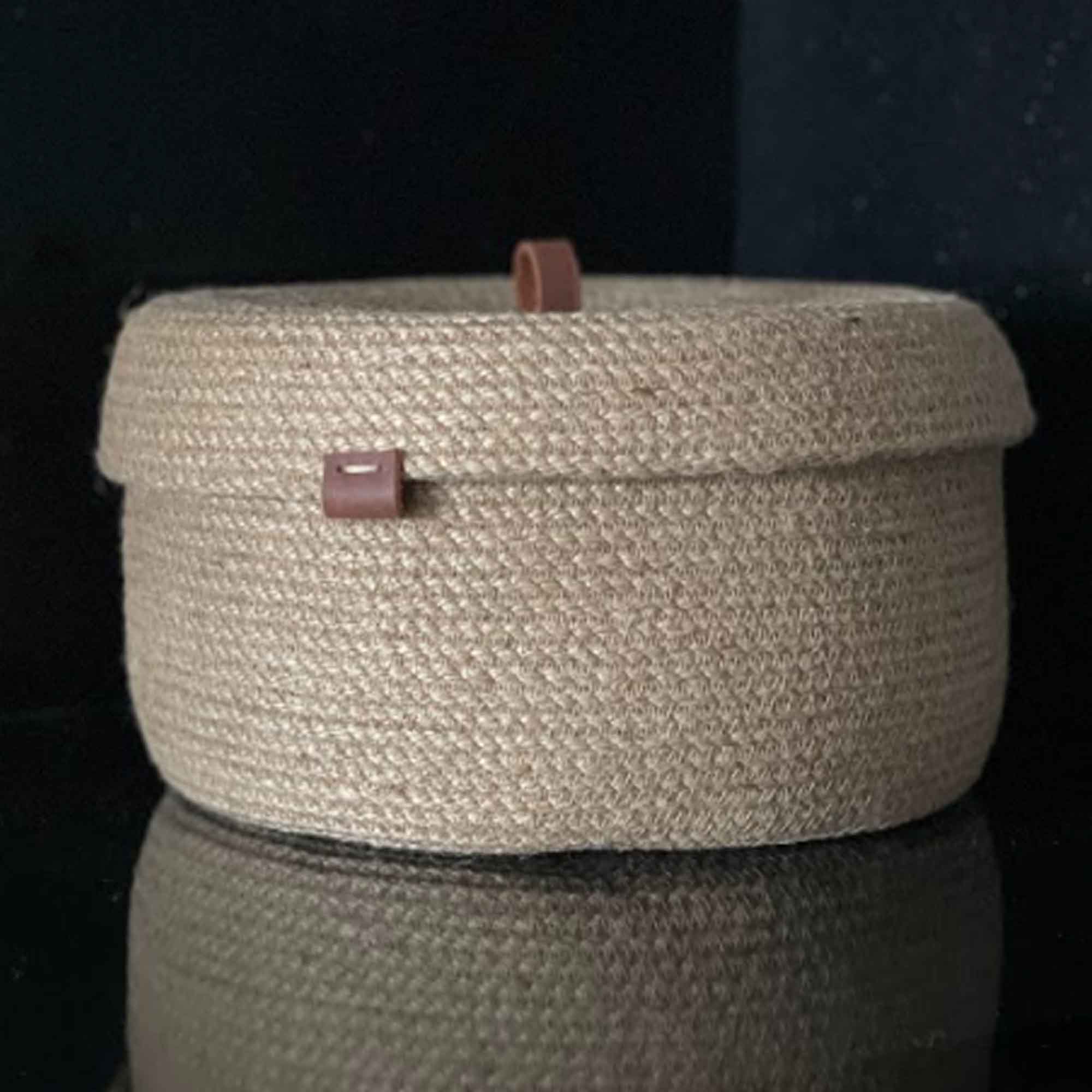 Кошик середній з кришкою, джут - зображення 1