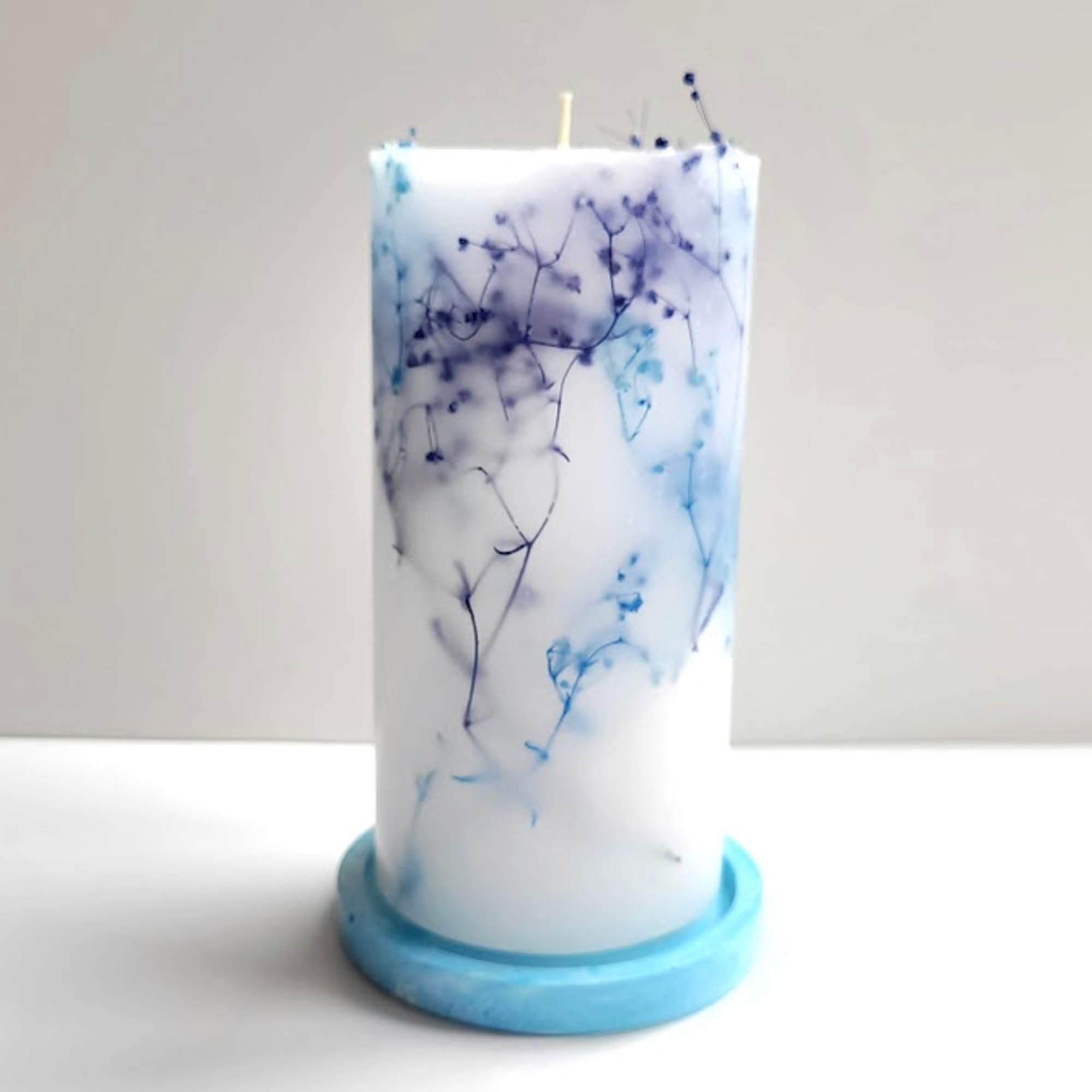 Свічка з сухоцвітами гіпсофіли зеленої чи блакитної - зображення 1