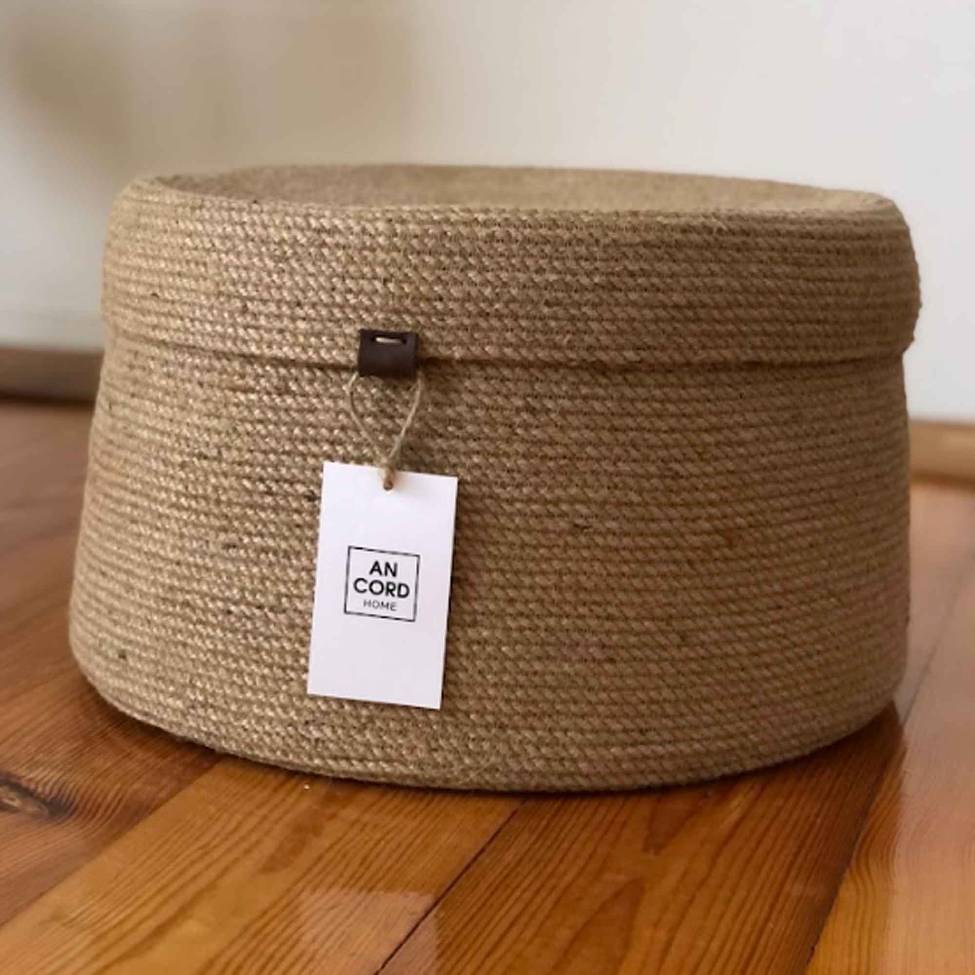 Кошик великий з кришкою, джут - зображення 1