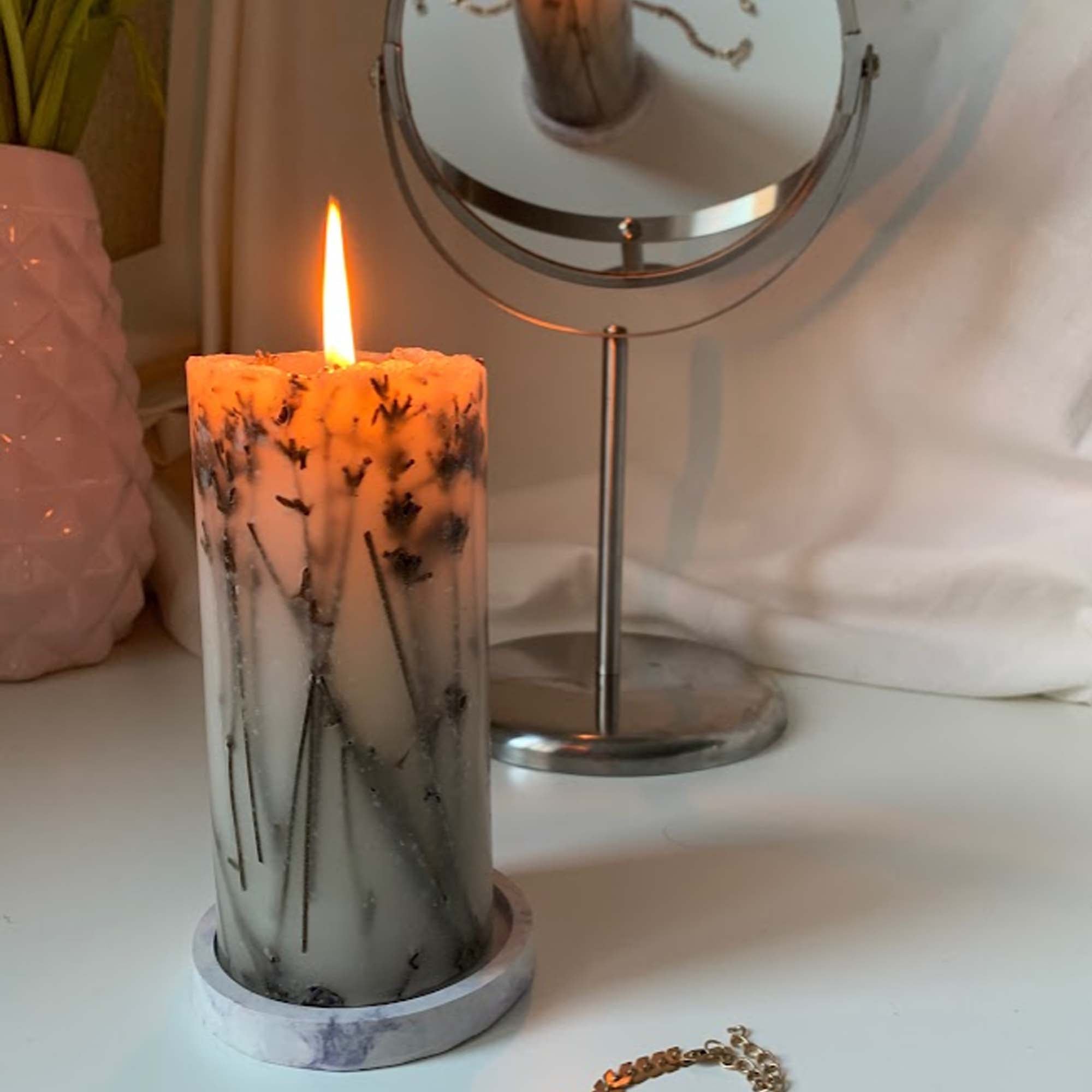 Свічка з сухоцвітами лаванди - зображення 2