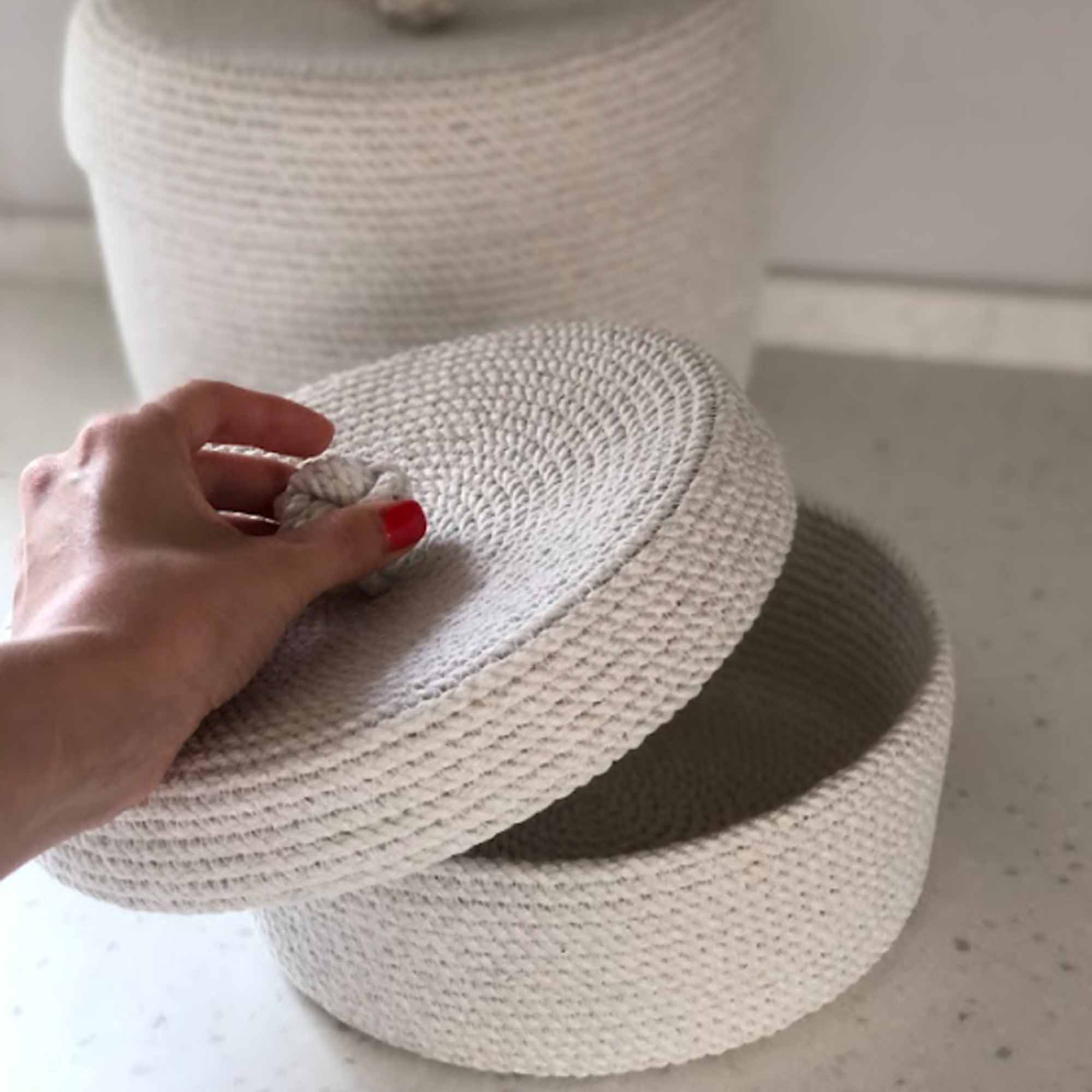 Кошик білий з кришкою II, бавовна - зображення 2