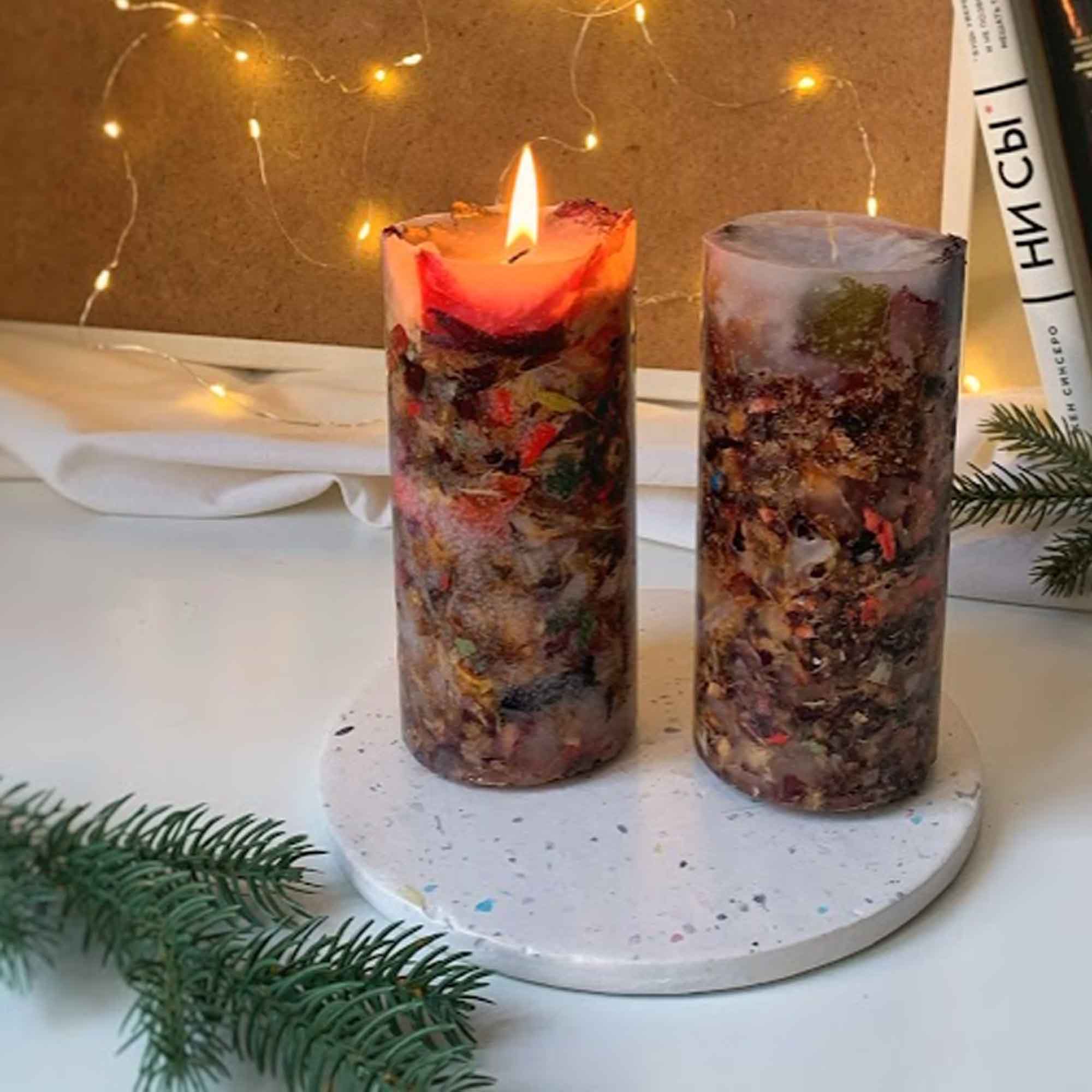 Свічка з міксом сухоцвітів - зображення 1