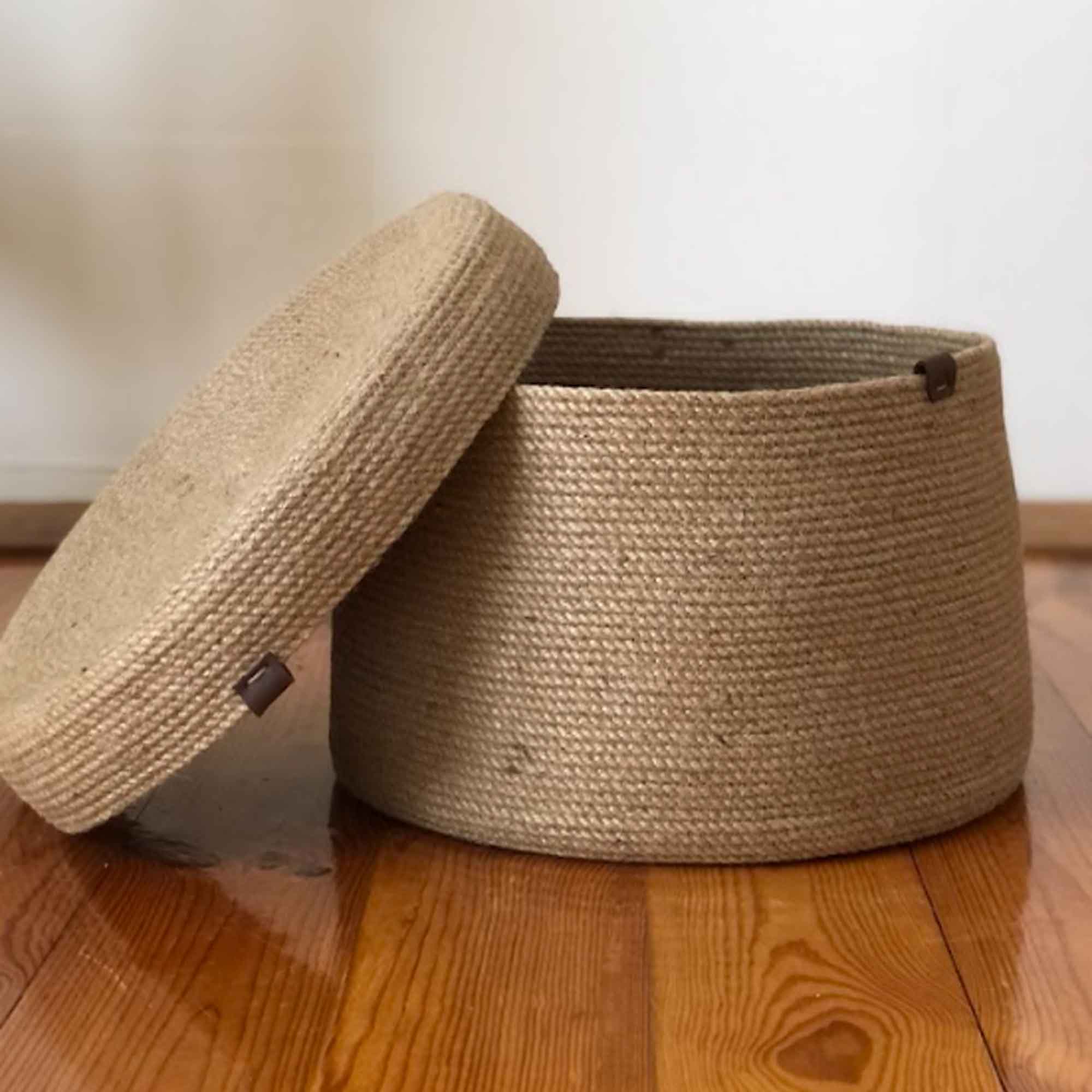 Кошик великий з кришкою, джут - зображення 2