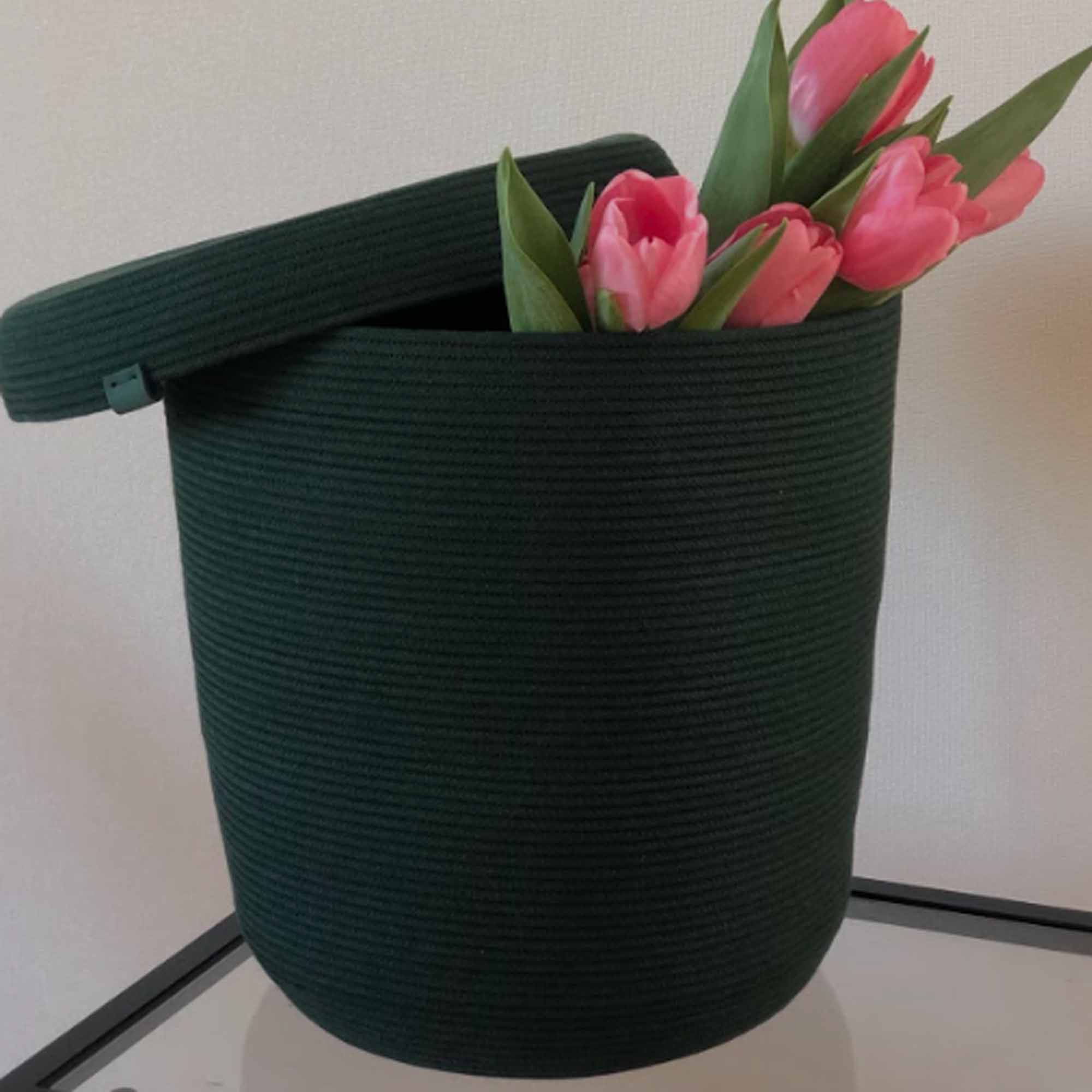 Кошик смарагдовий з кришкою, бавовна - зображення 2