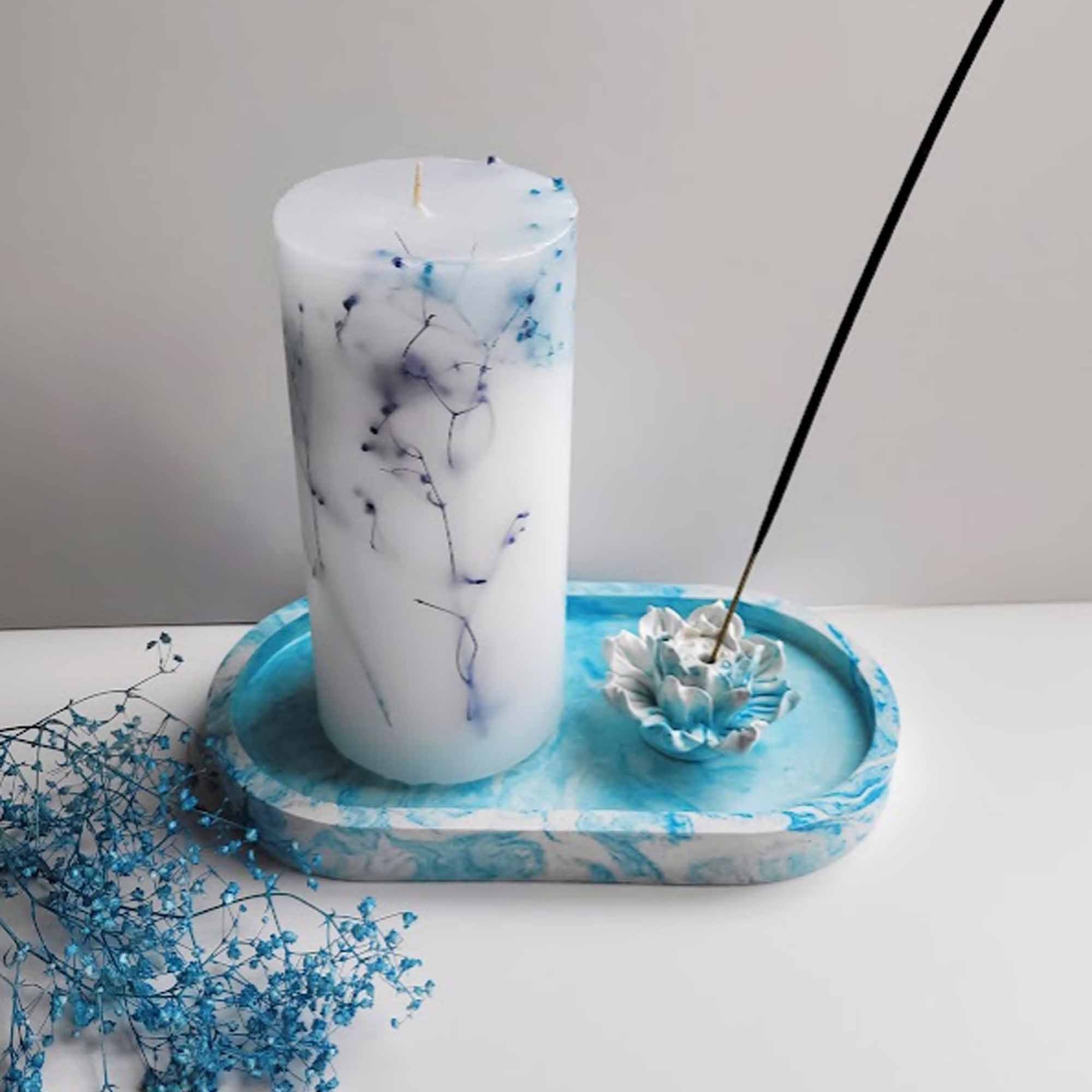 Свічка з сухоцвітами гіпсофіли зеленої чи блакитної - зображення 2