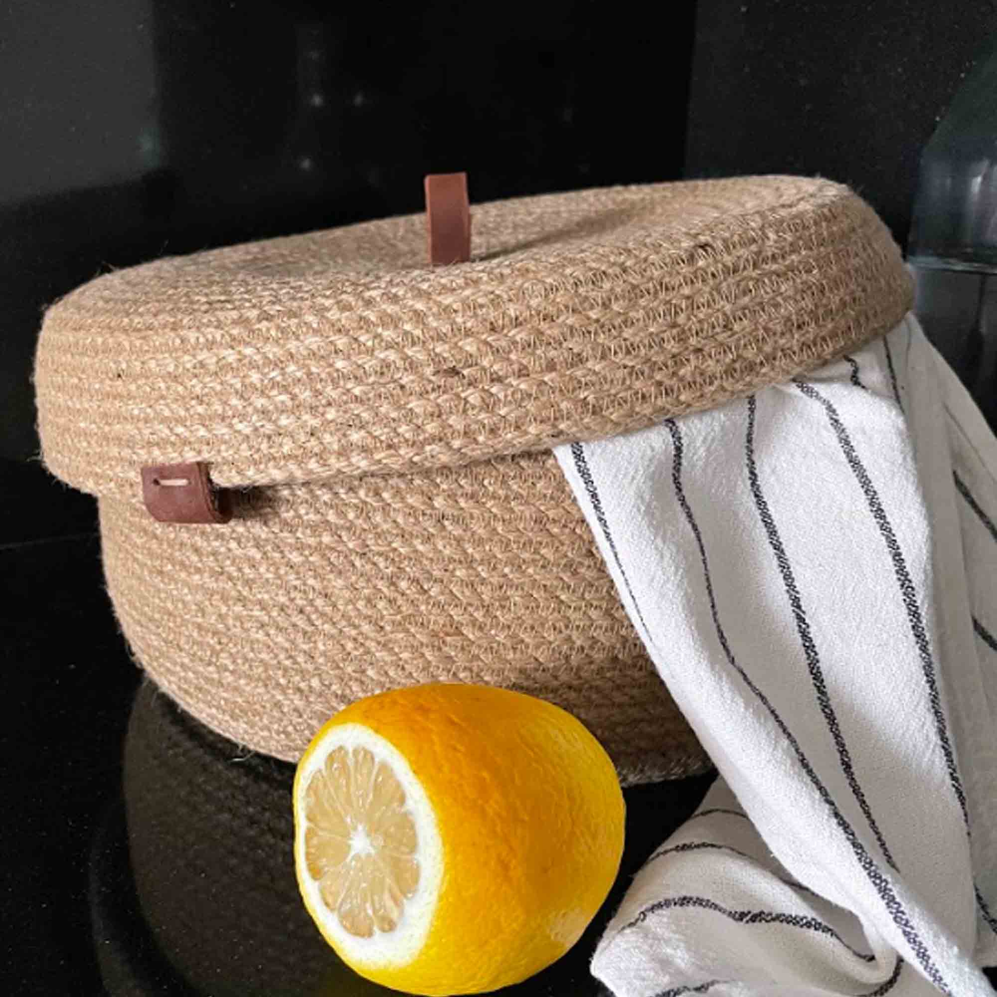 Кошик середній з кришкою, джут - зображення 2