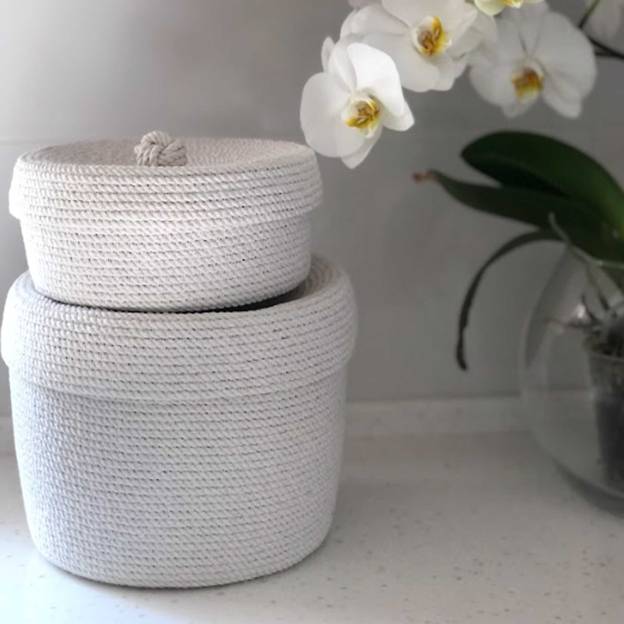 Кошик білий з кришкою II, бавовна - зображення 1