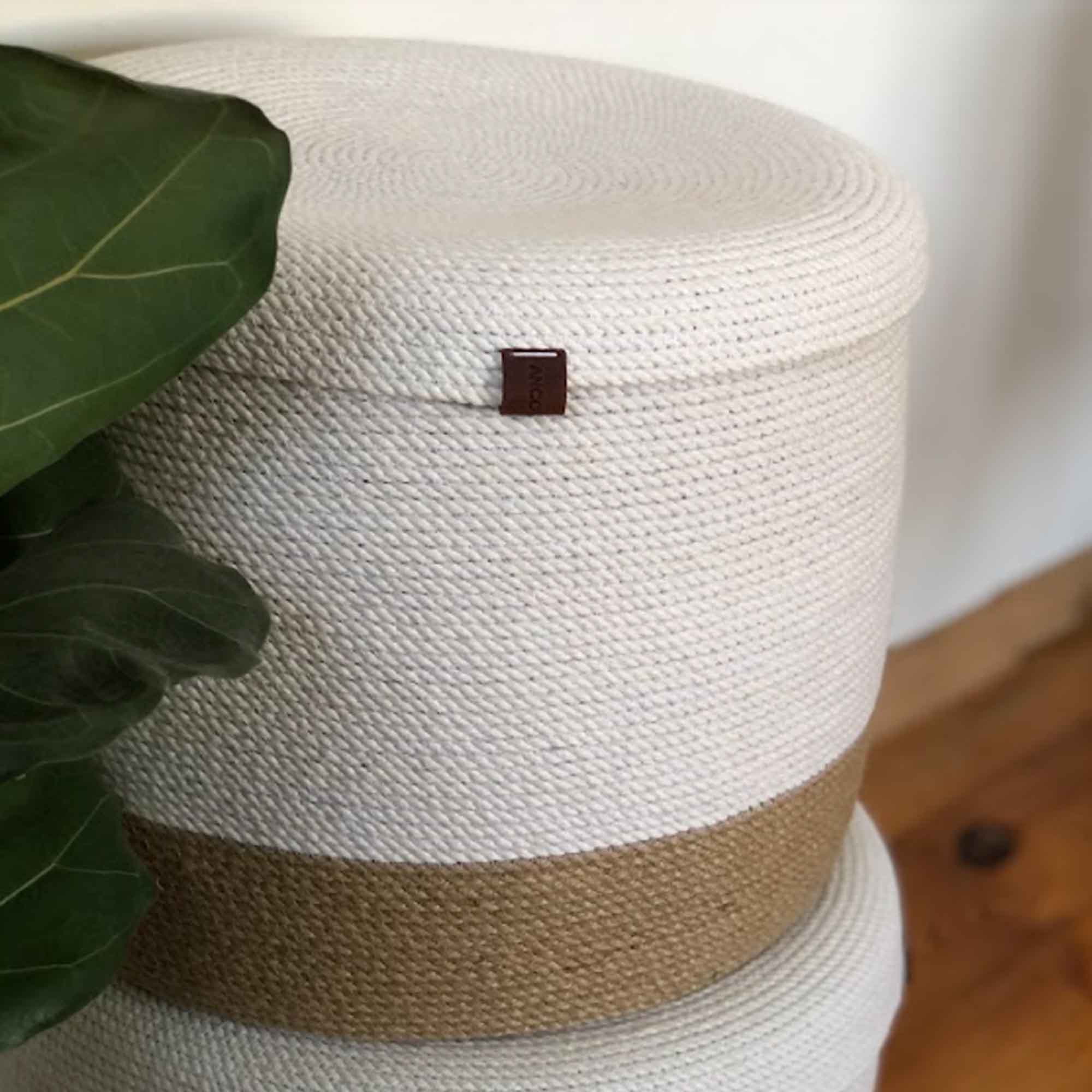 Кошик з кришкою, бавовна та джут - зображення 1