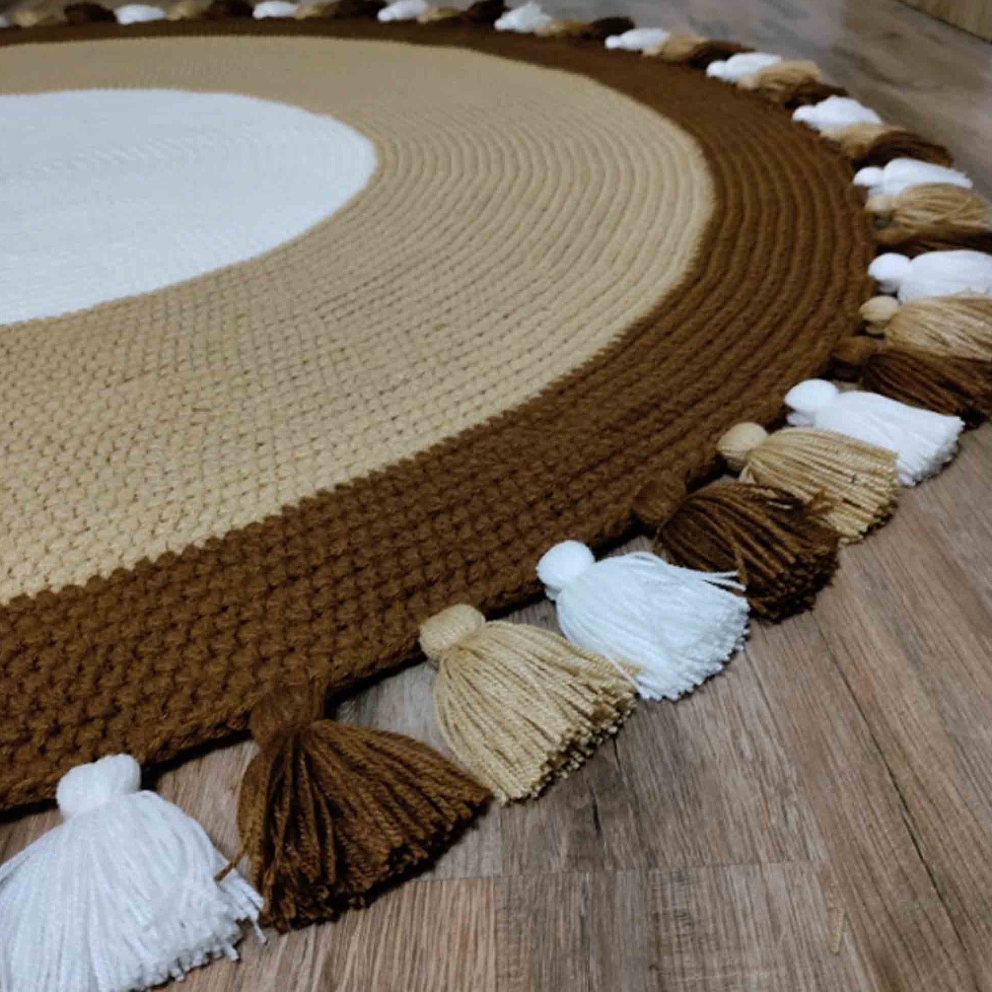 Килим з бубонами, капучіно - зображення 2