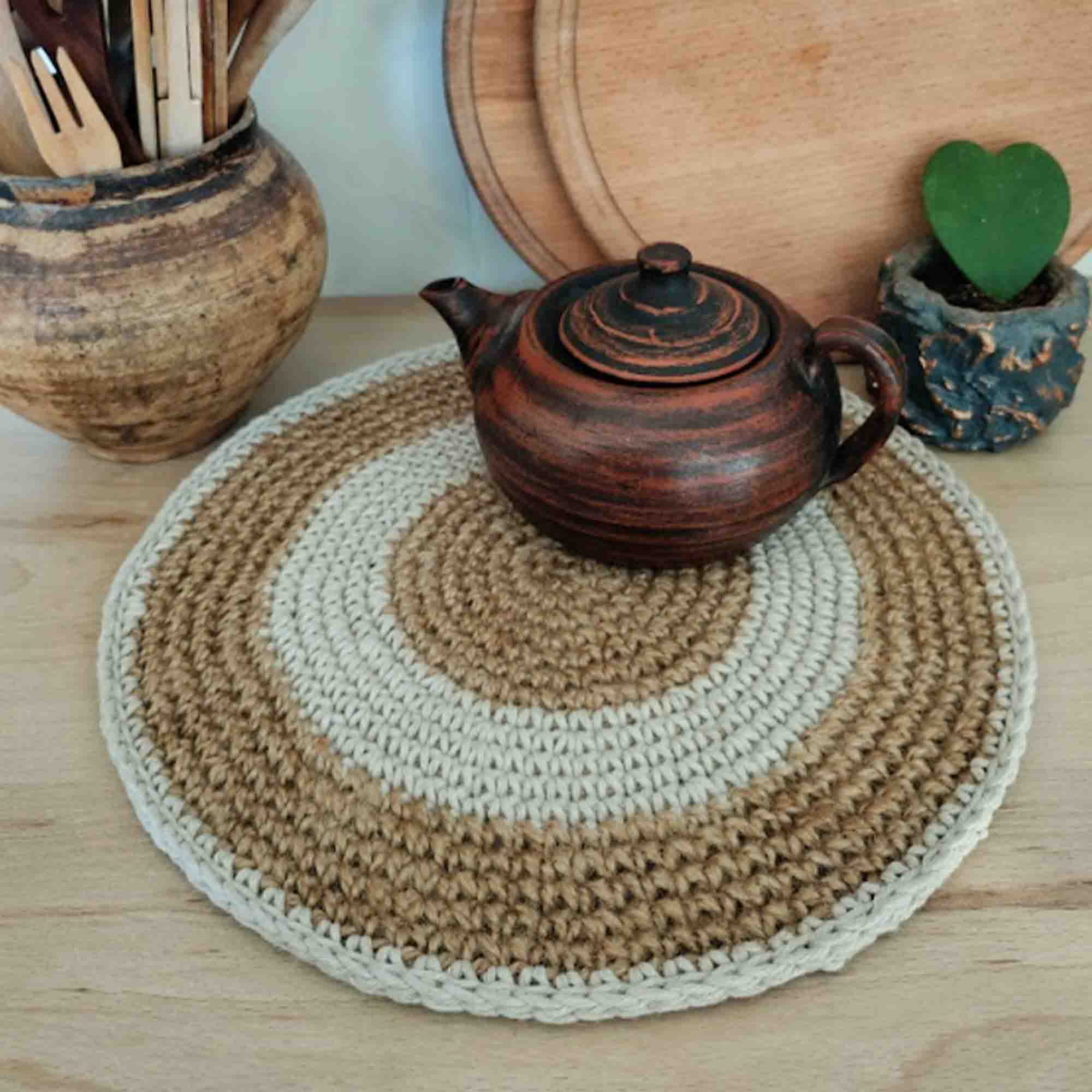 Серветки для сервірування, джут та вовна - зображення 2