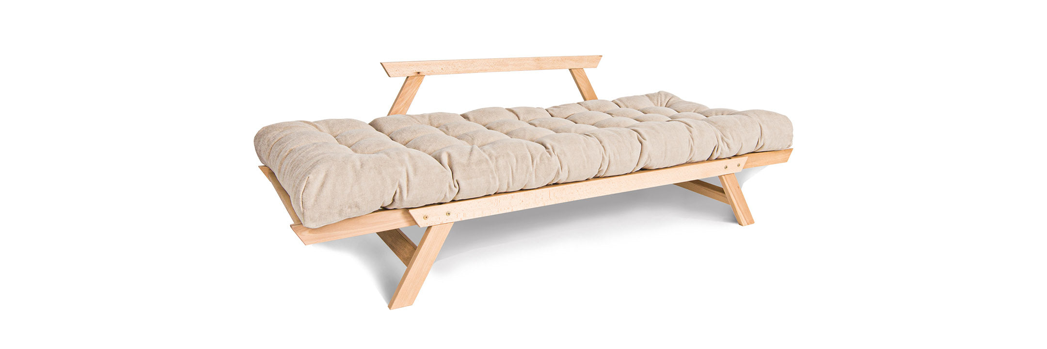 Розкладений диван-футон Allegro з матрацем в кремовому кольорі