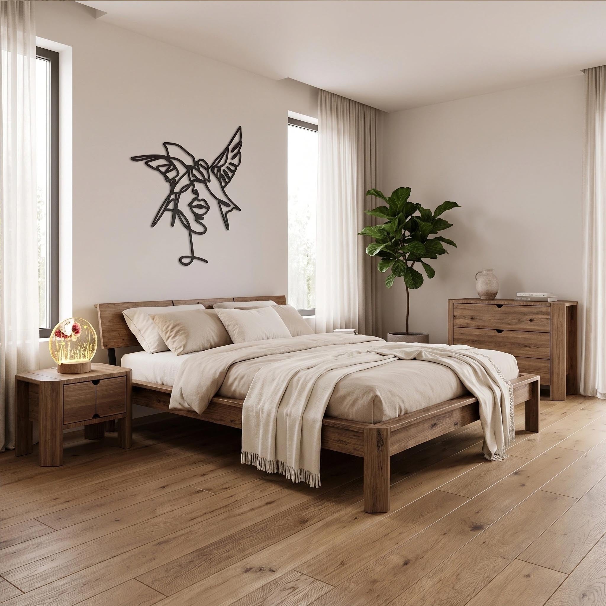 Двуспальная кровать LOFT, 140х200 см, древесина бука с сучками