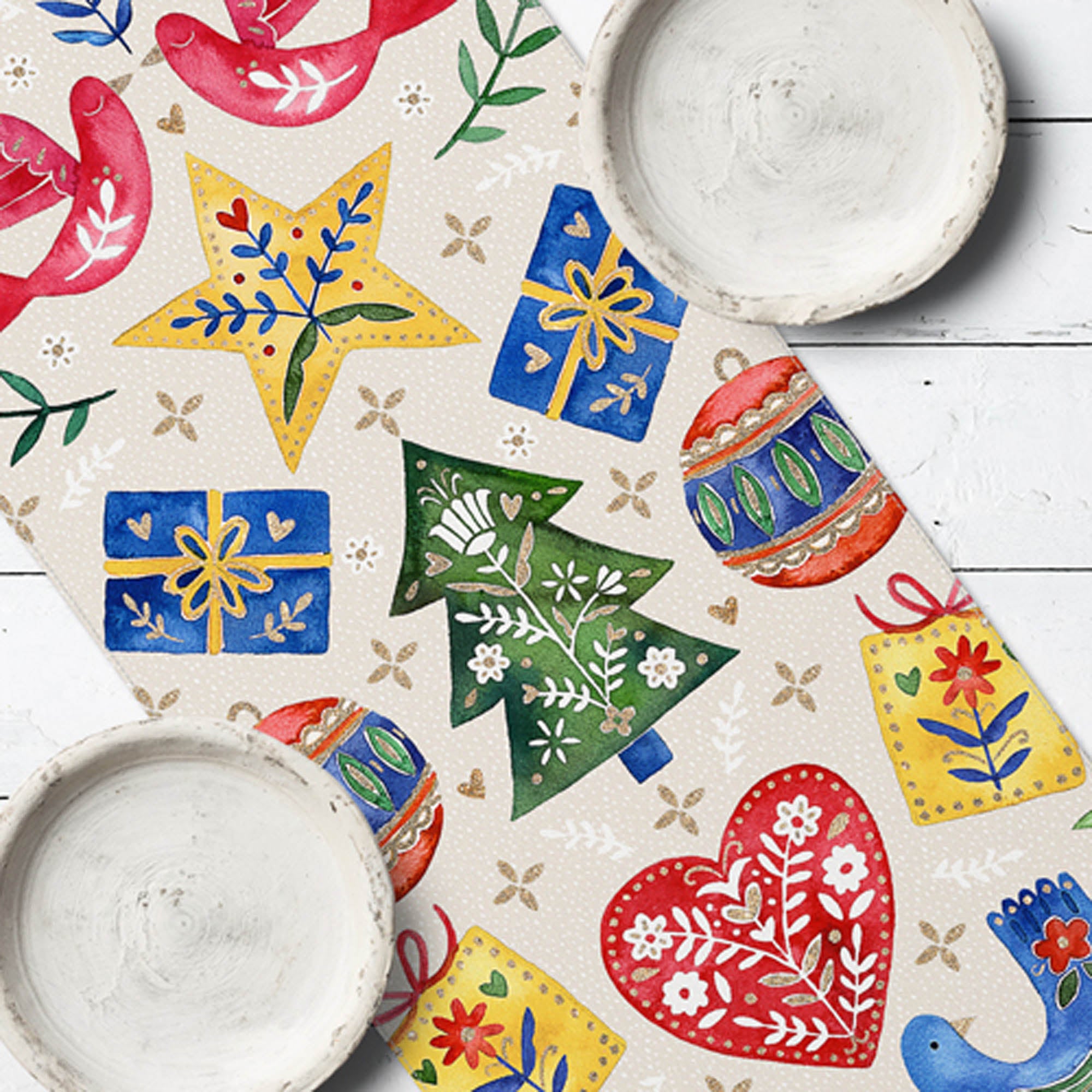 Дорожка на стол НОВОГОДНИЕ АТРИБУТЫ