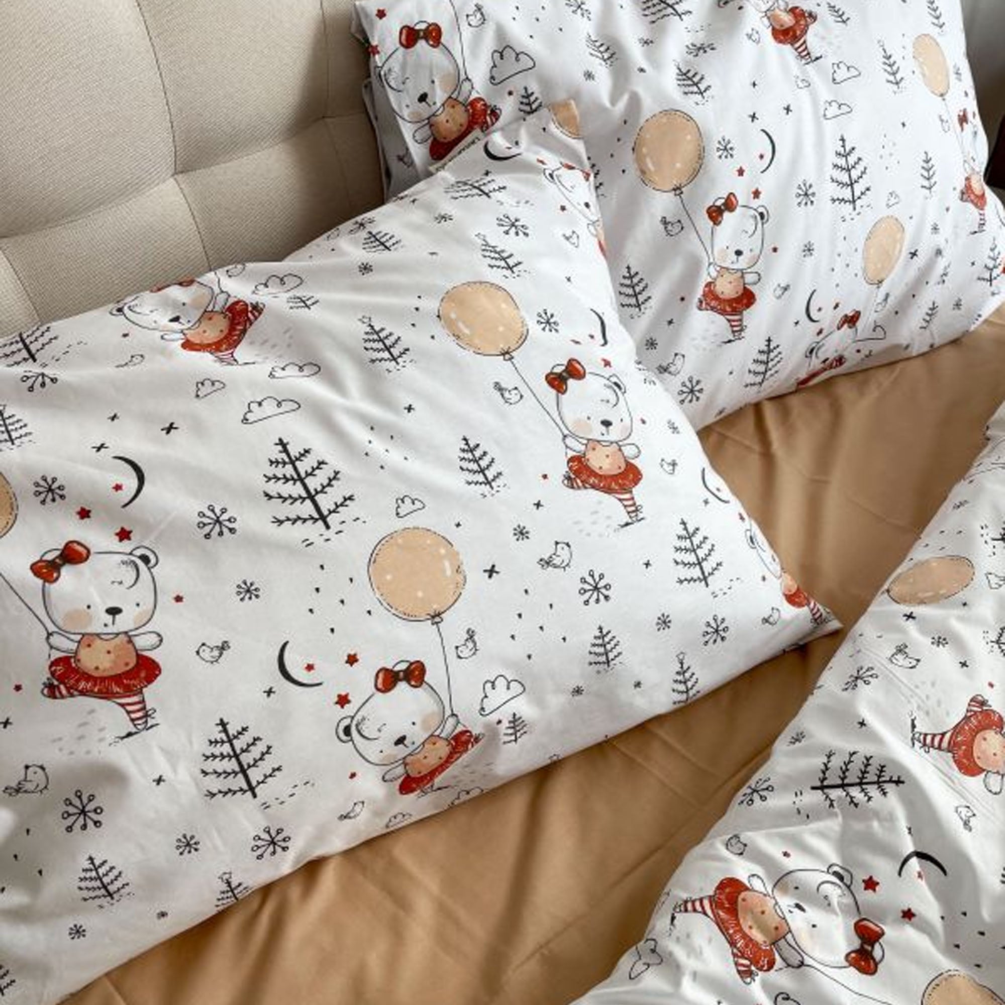 Дитяча постільна білизна SNOWBEARS WHITE, поплін преміум