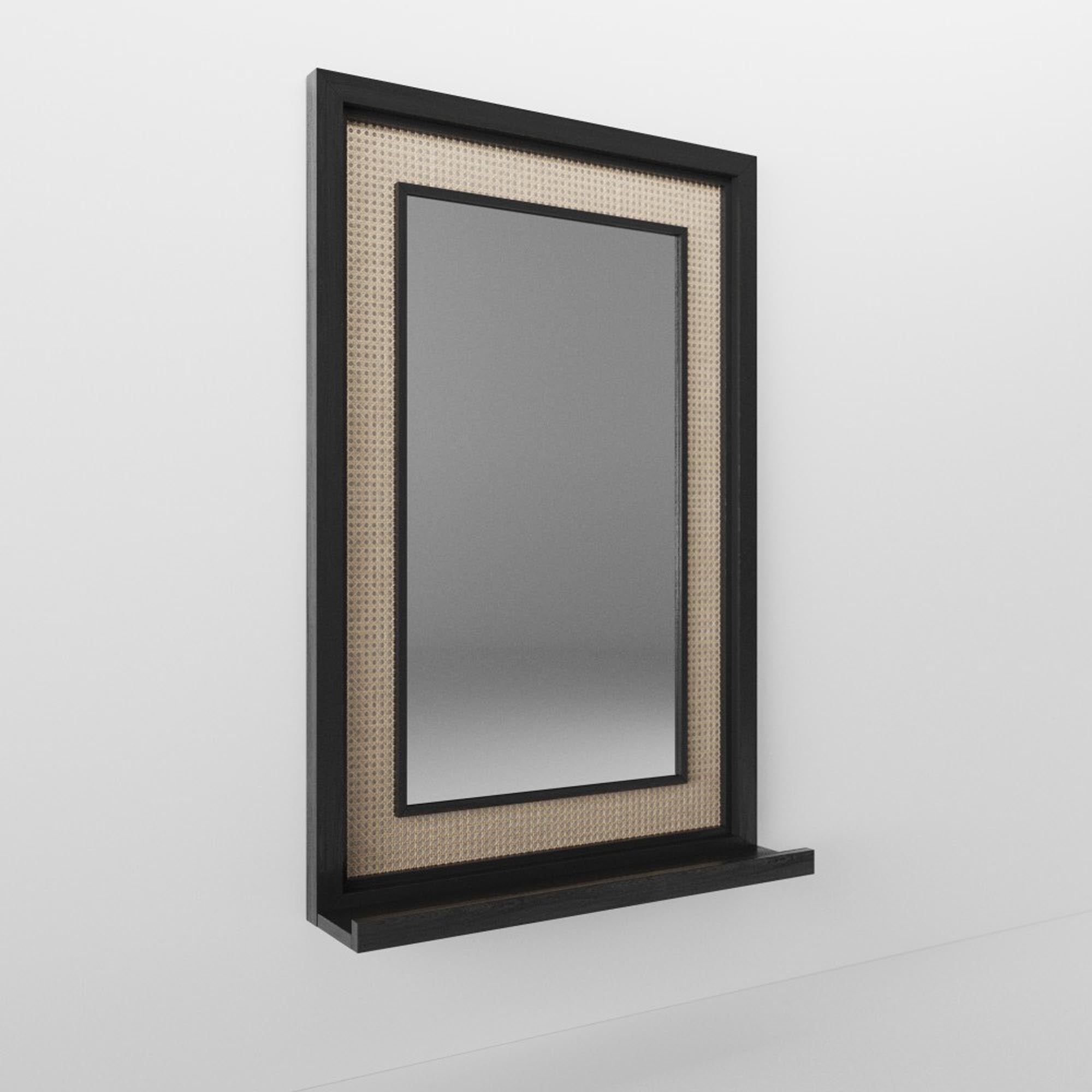 Зеркало TENETA S115, из натурального дерева, черного цвета