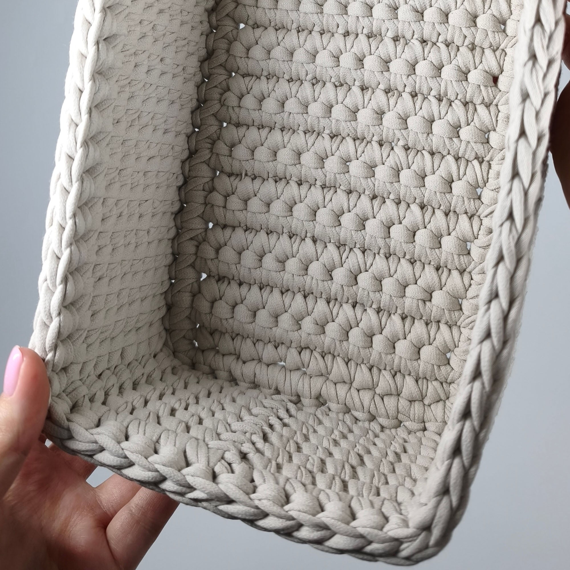 Корзина прямоугольная RECTO из хлопка, вязаное дно