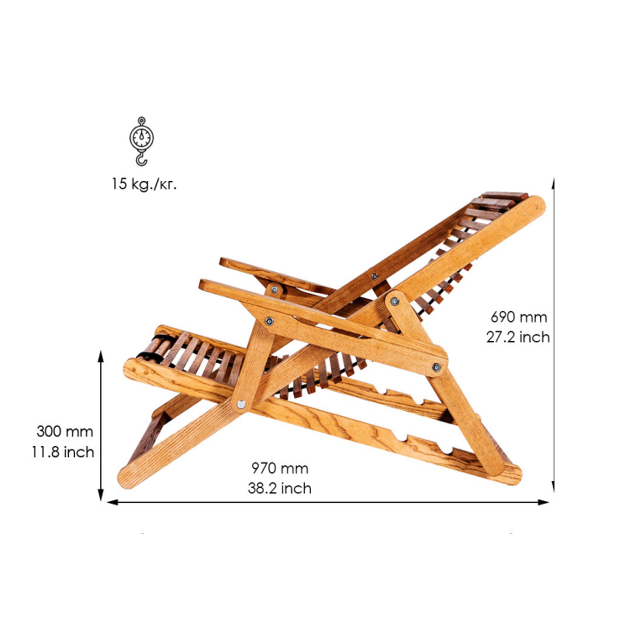 Крісло шезлонг WOOD CHALET CHAIR - зображення 8