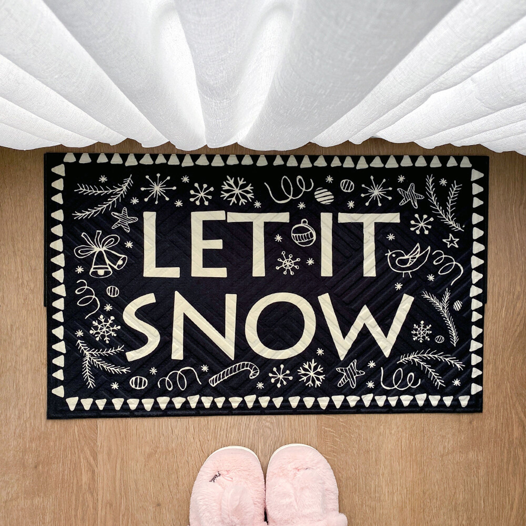 Коврик придверный с принтом LET IT SNOW