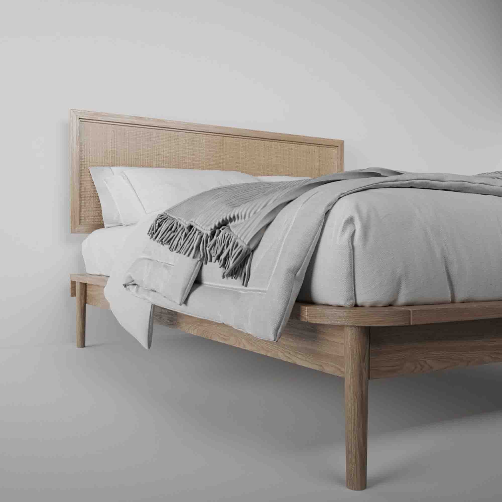 Ліжко дерев'яне TENETA з узголів'ям, натурального кольору