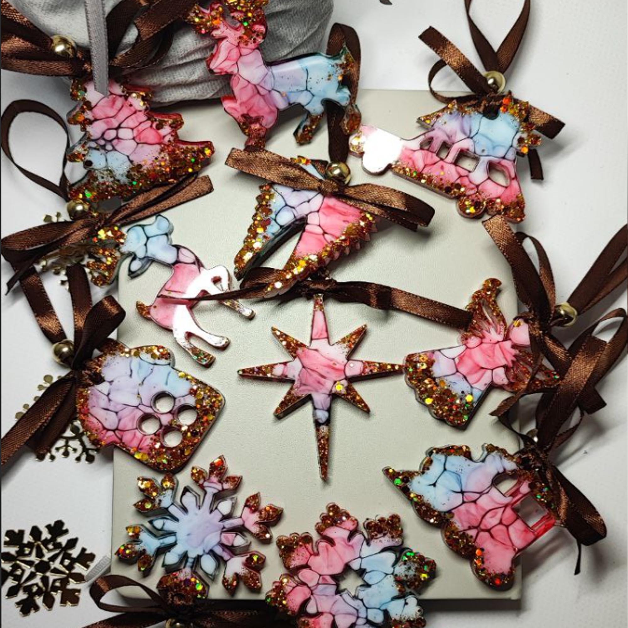 Набор елочных игрушек II, из эпоксидной смолы