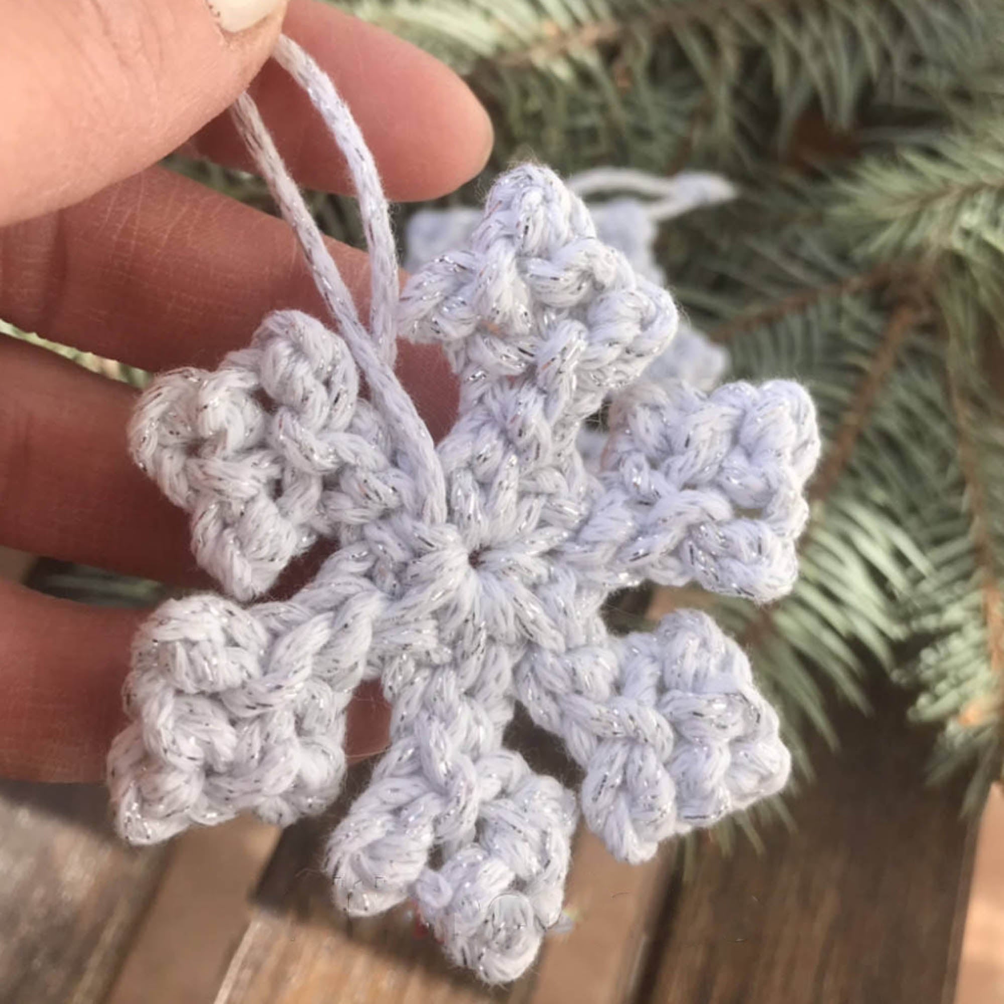 Новогодний декор СНЕЖИНКИ, 5 шт, белый, серебряный