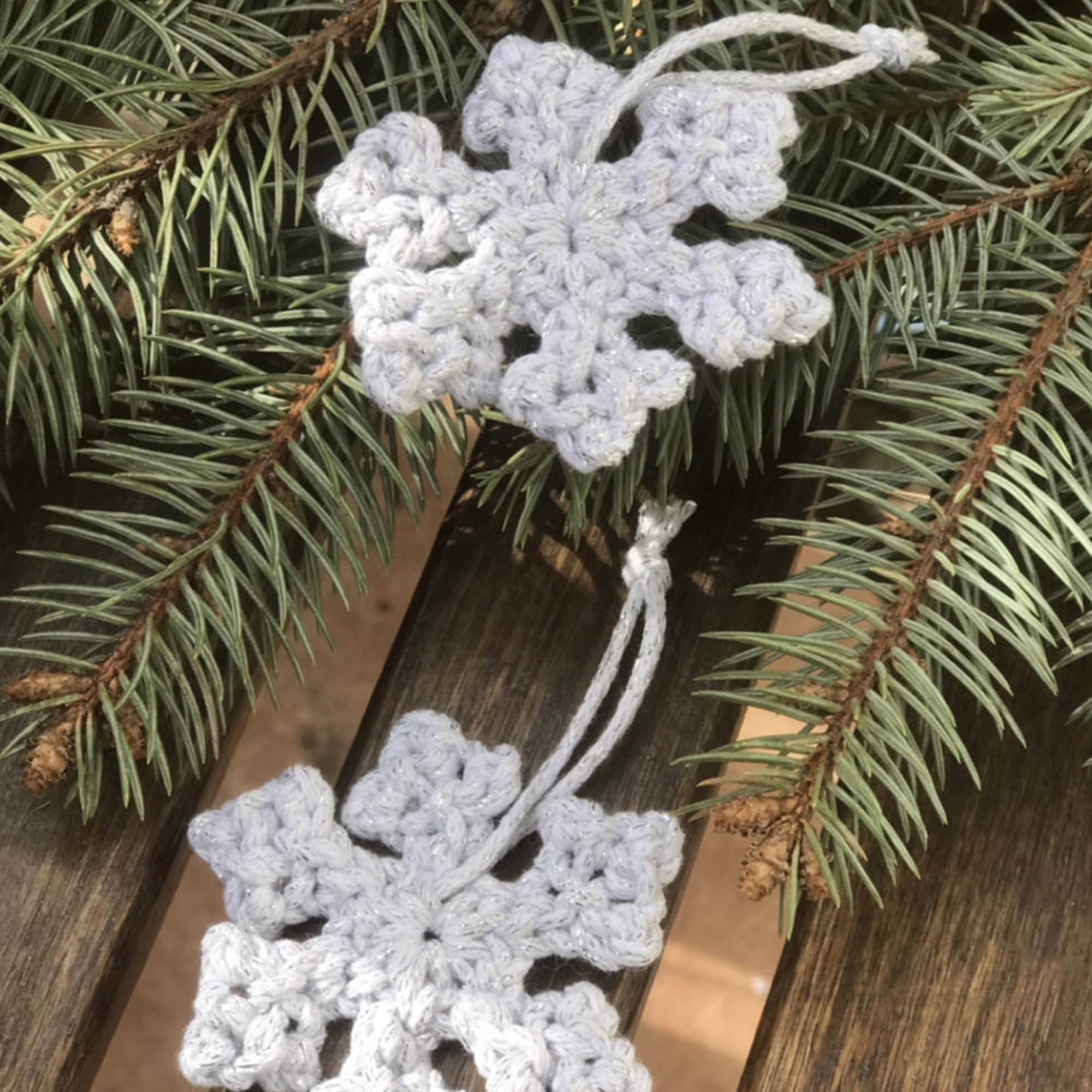 Новогодний декор СНЕЖИНКИ, 5 шт, белый, серебряный