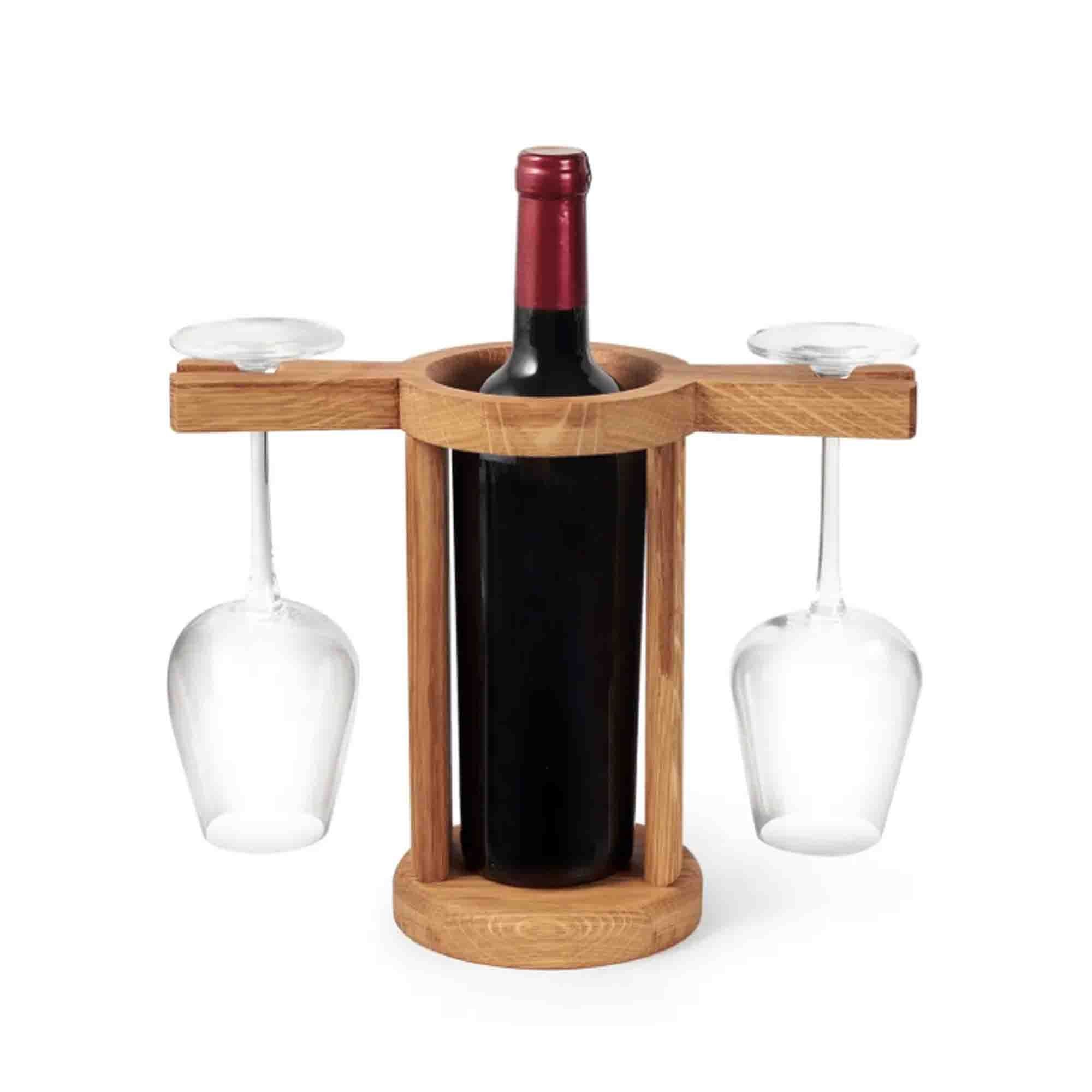 Підставка WOODBEST для пляшки вина та келихів
