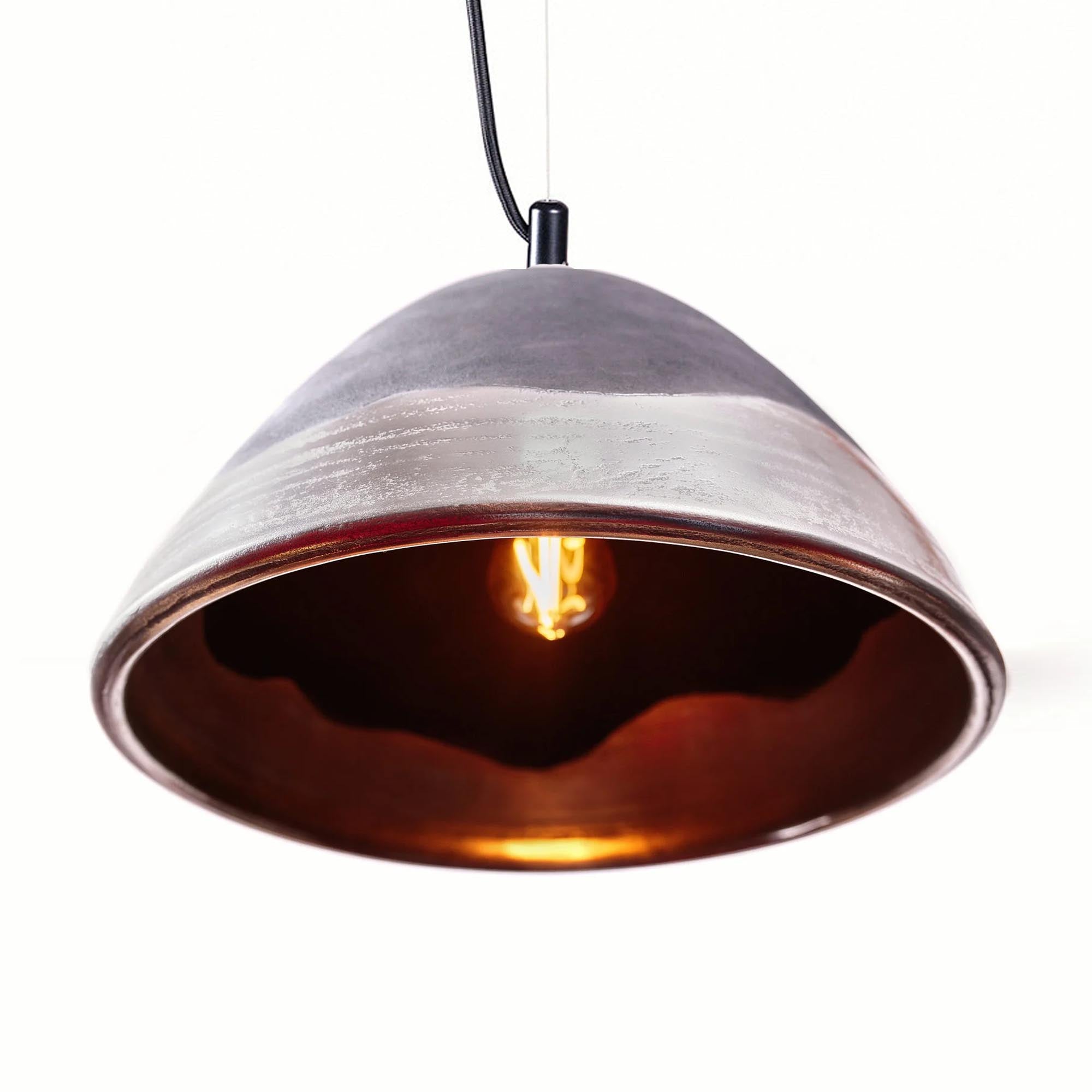 Подвесной светильник 39 х 29 см, керамический, черный с серебряным