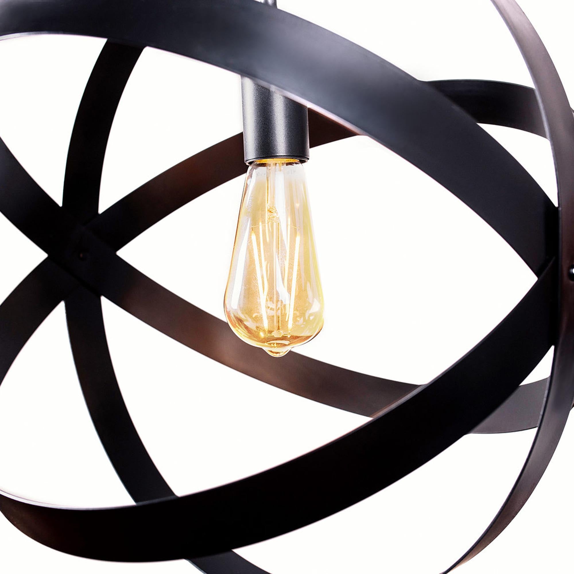 Подвесной светильник 40 см, металлический, черный