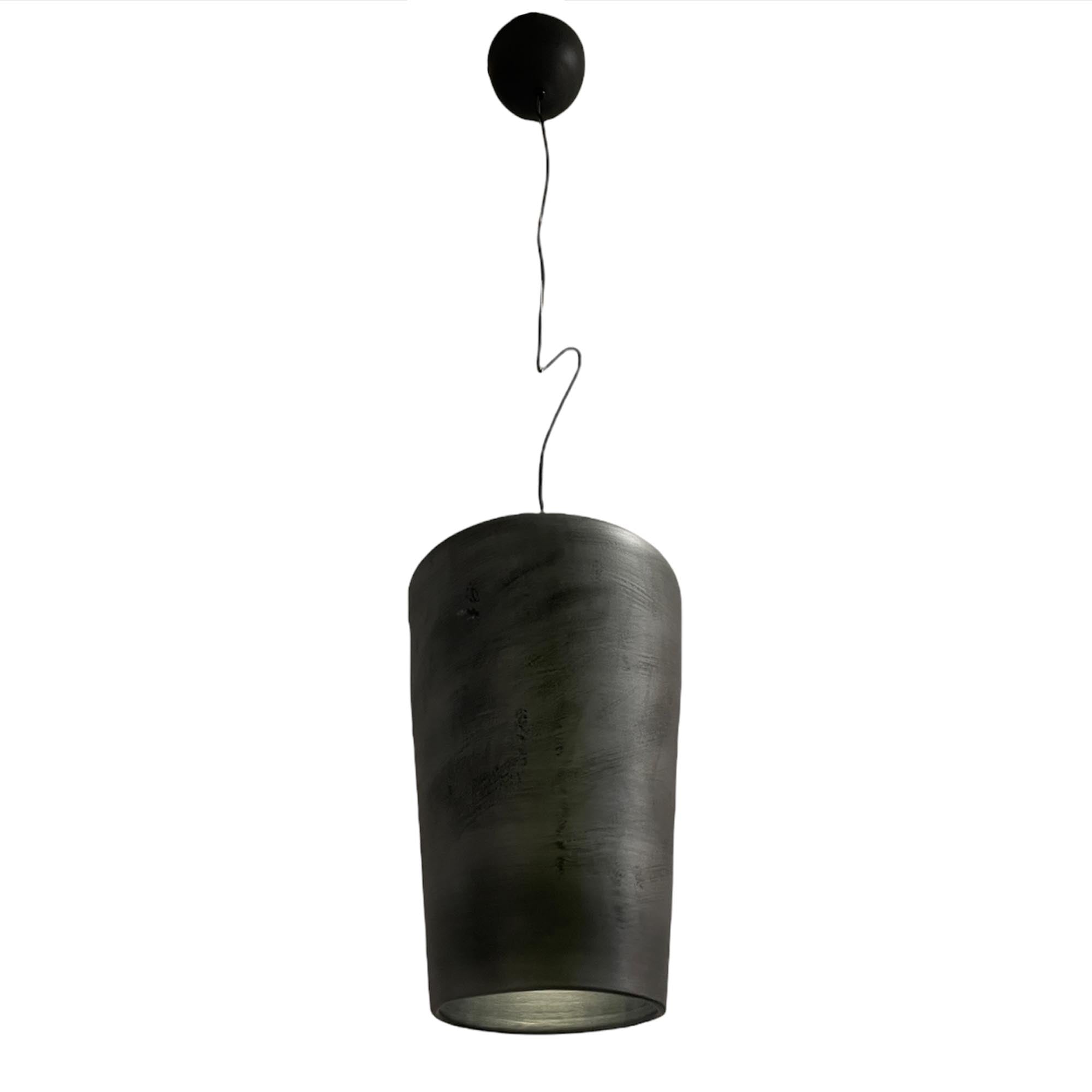 Подвесной светильник керамический, черный с серебряным