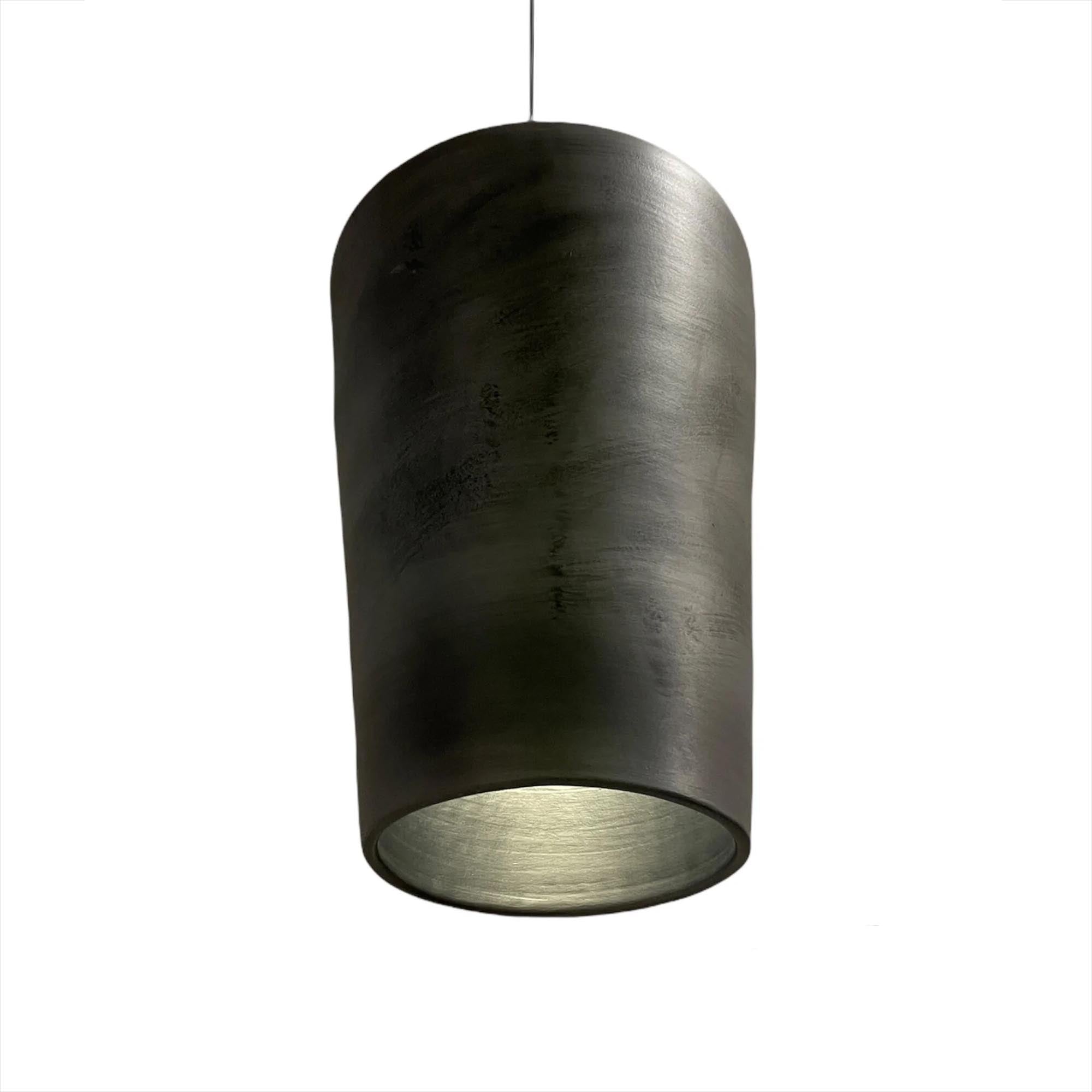 Подвесной светильник керамический, черный с серебряным