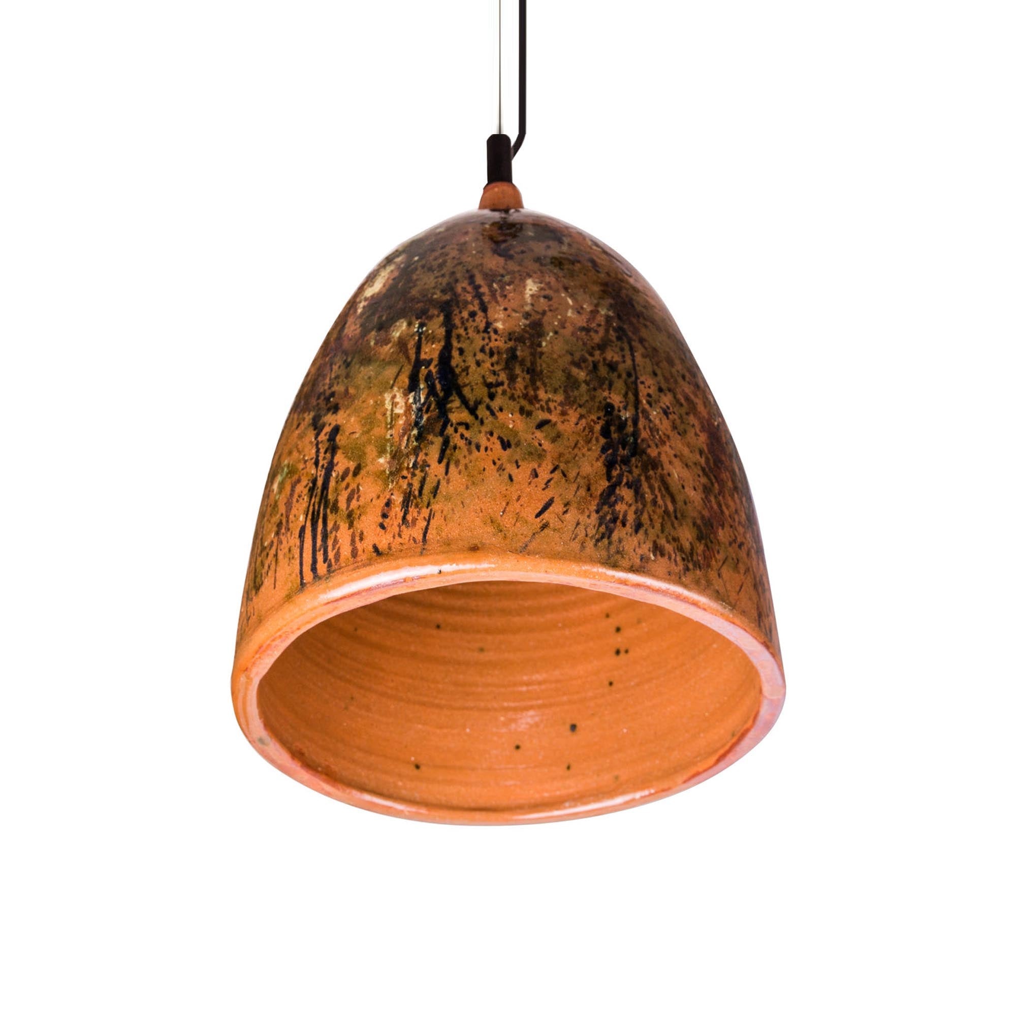Подвесной светильник керамический, коричневый с ручной росписью