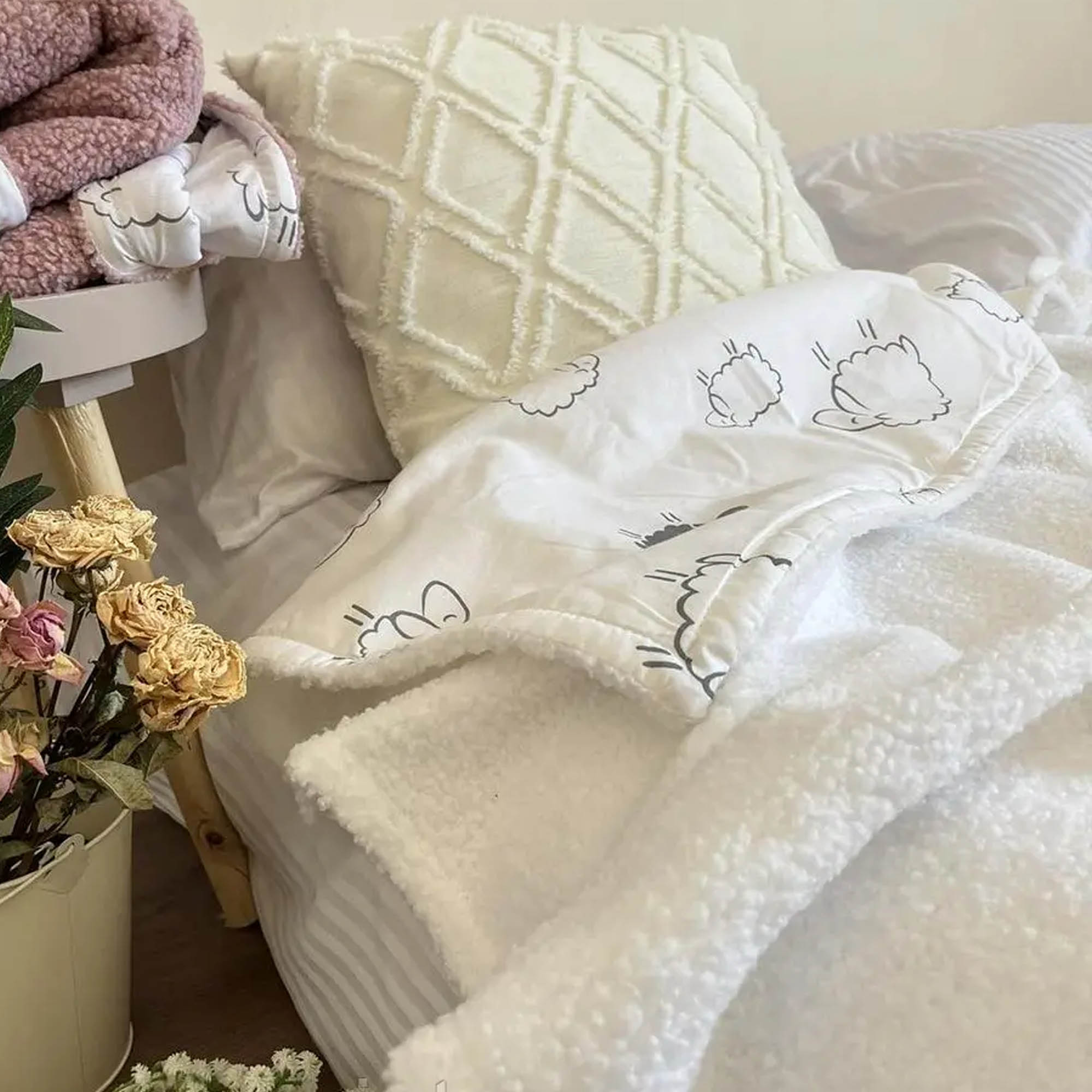 Плед хлопковый детский TEDDY, белый