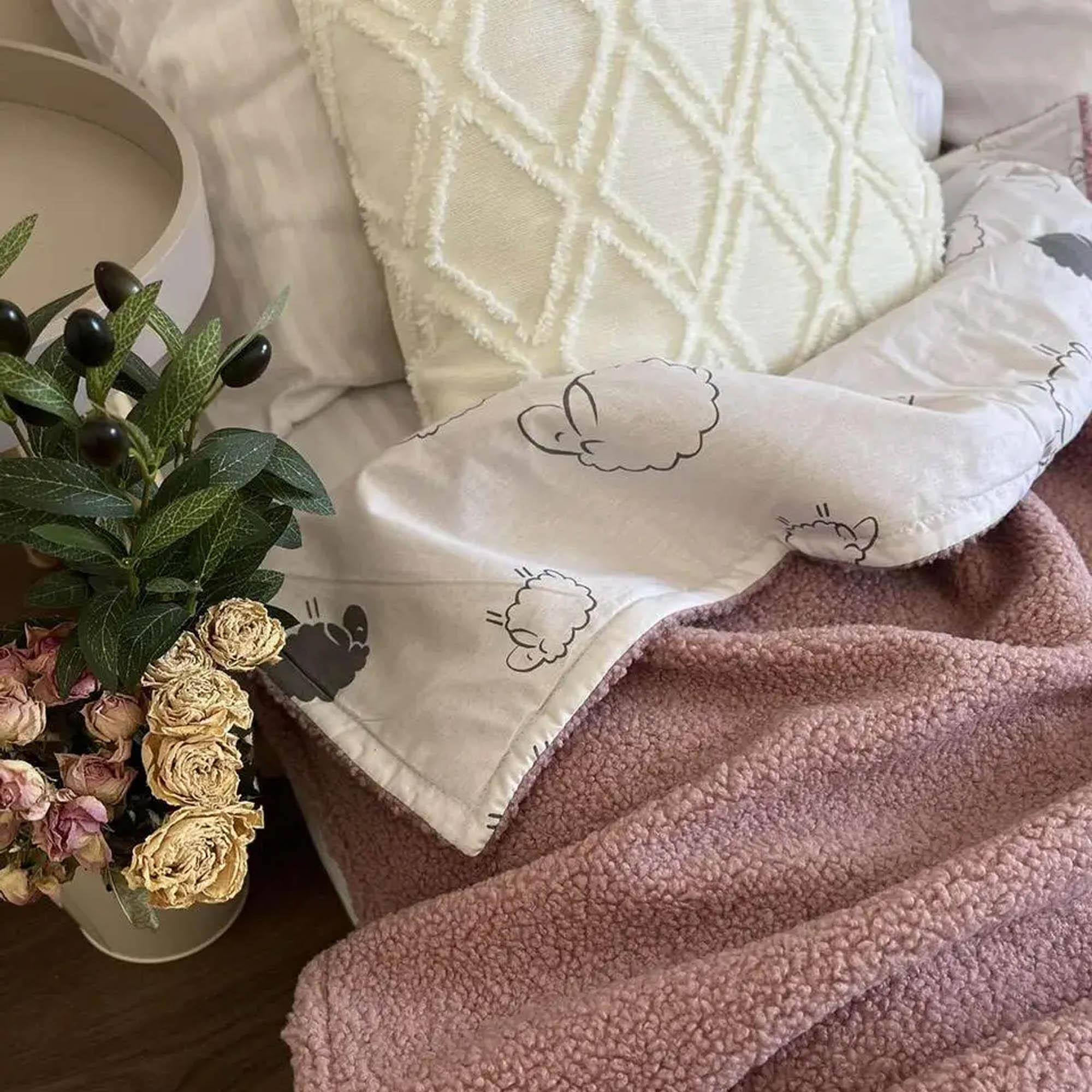 Плед бавовняний дитячий TEDDY, пудровий