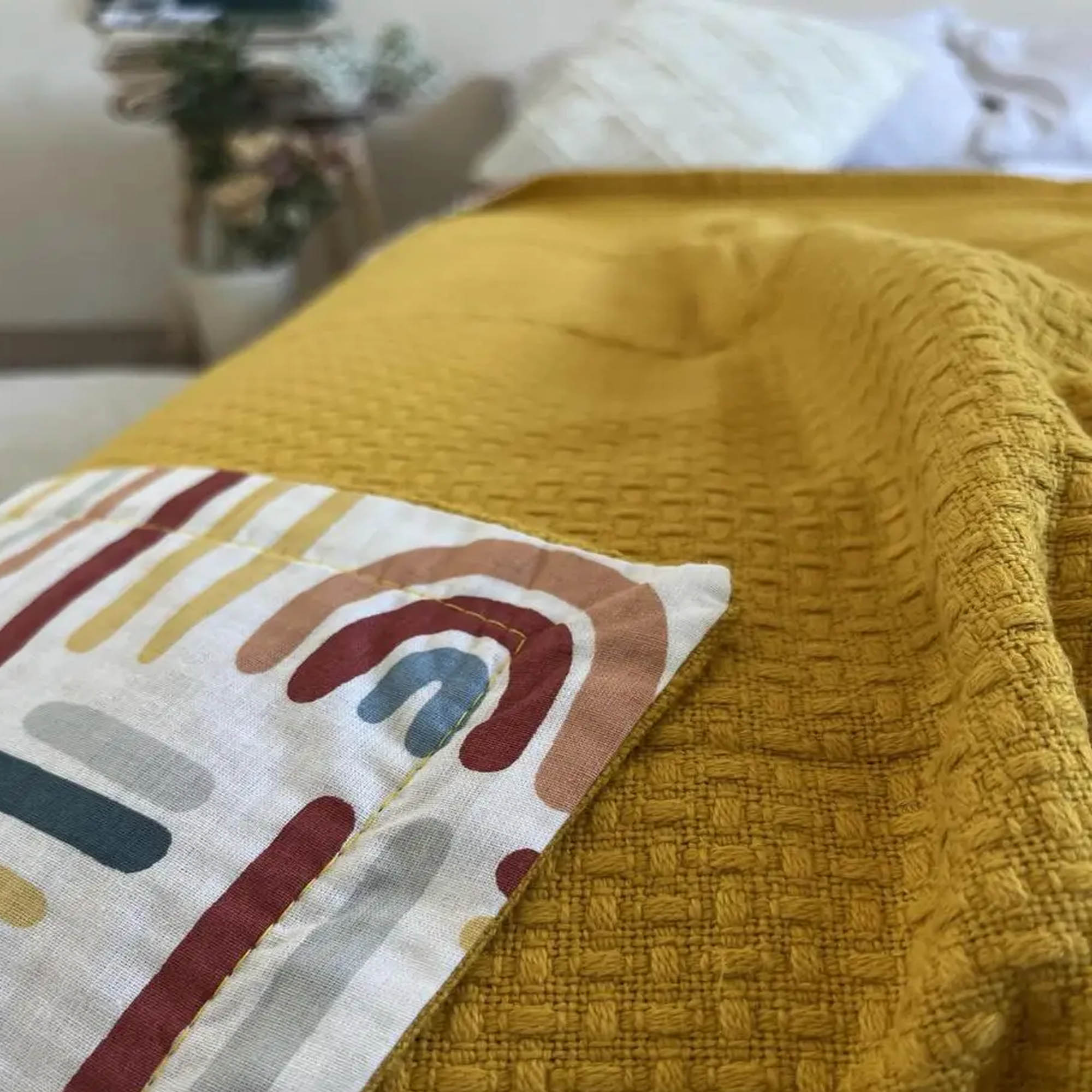 Покривало бавовняне дитяче WHEAT KIDS, гірчичний