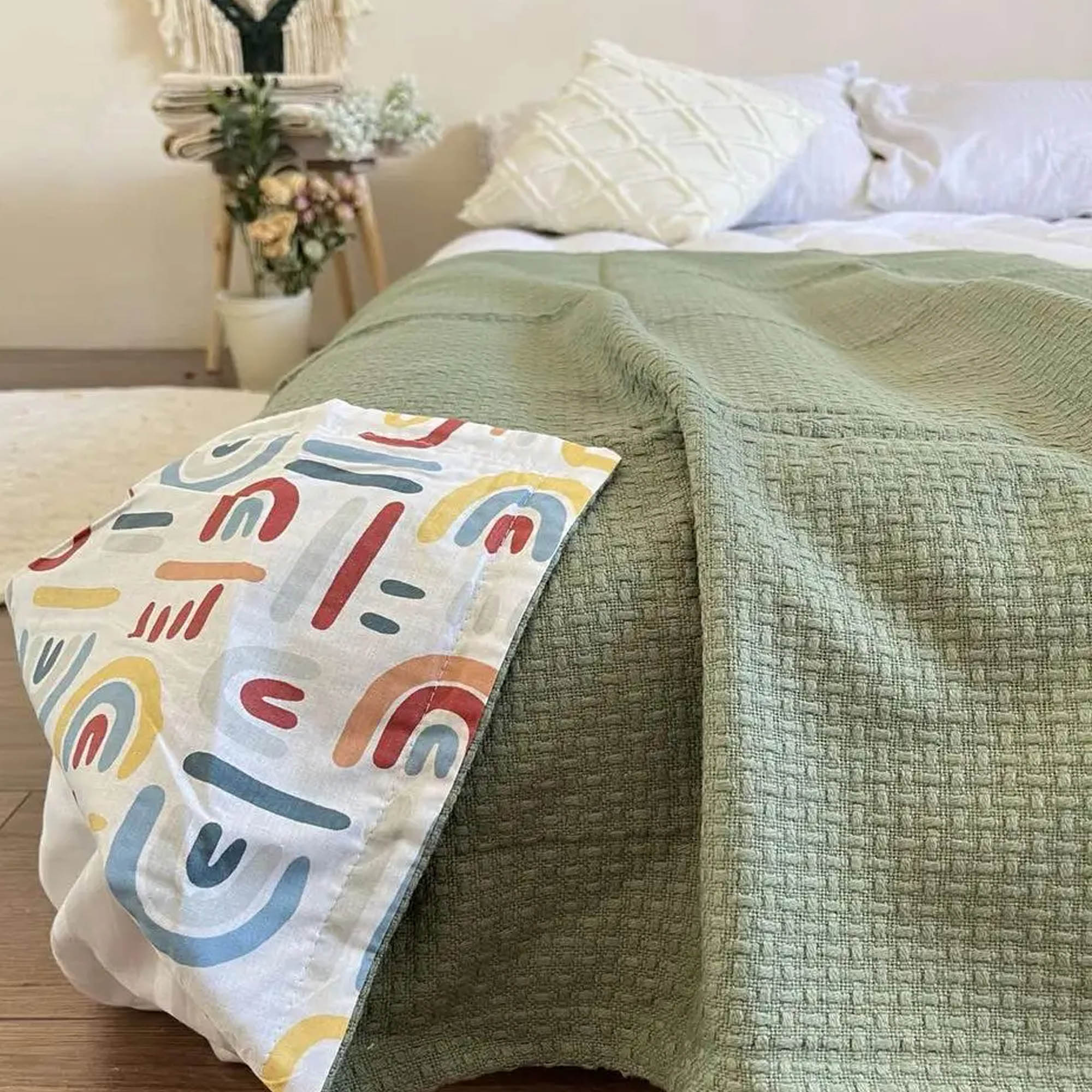 Покривало бавовняне дитяче WHEAT KIDS, ментоловий