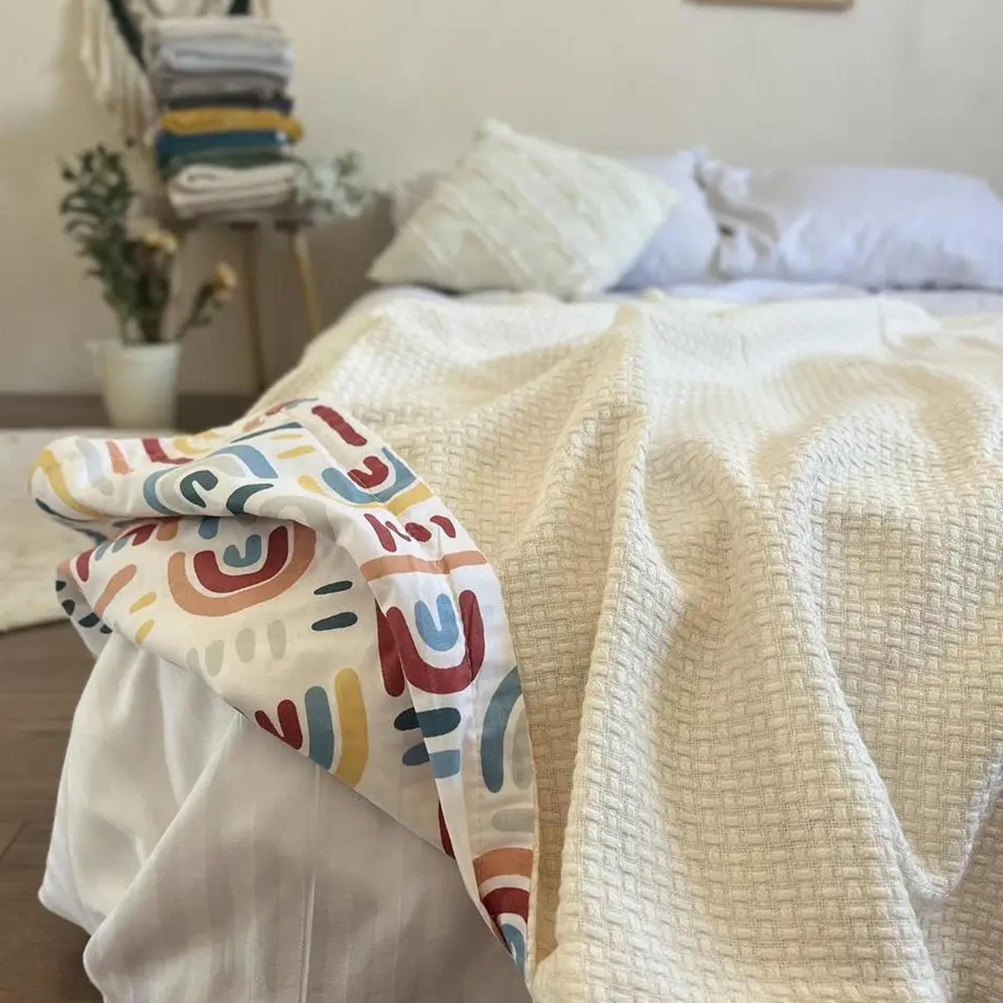 Покривало бавовняне дитяче WHEAT KIDS, молочний