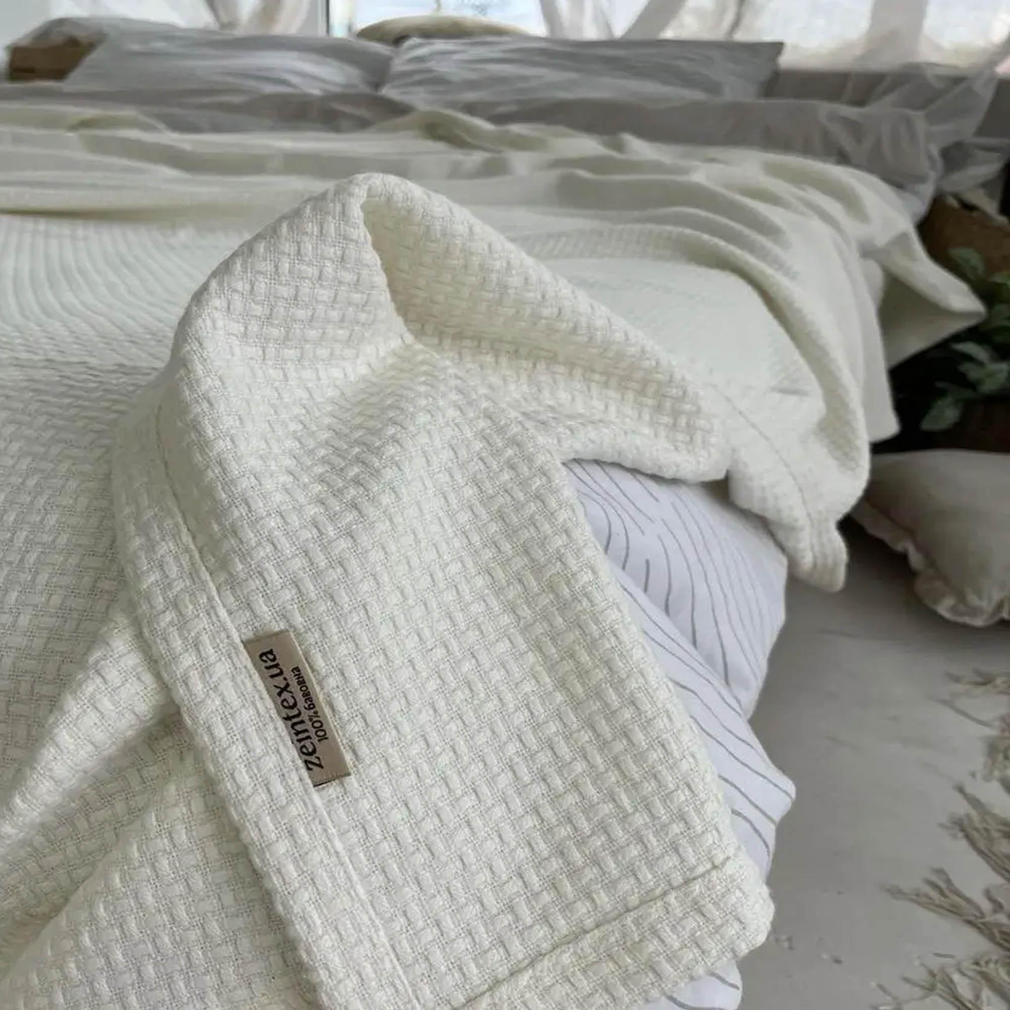 Покривало бавовняне WHEAT, молочний