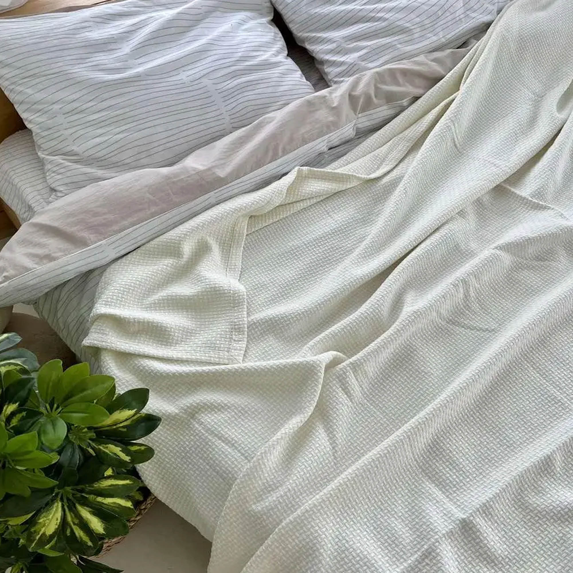 Покривало бавовняне WHEAT, молочний