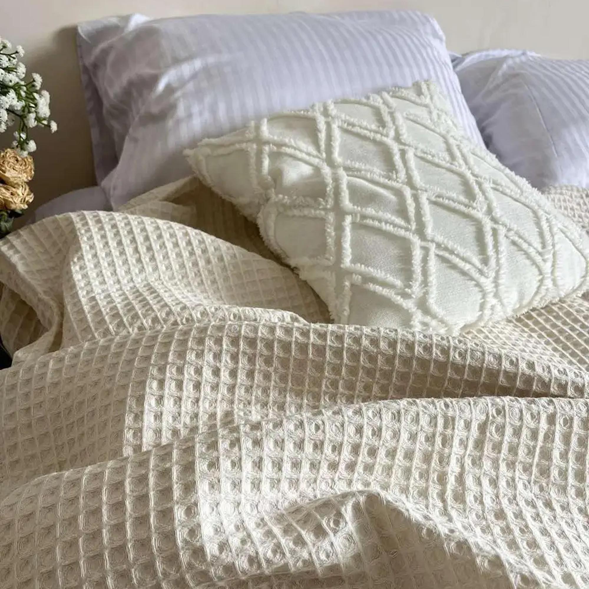 Покривало вафельне бавовняне GREECE, бежевий