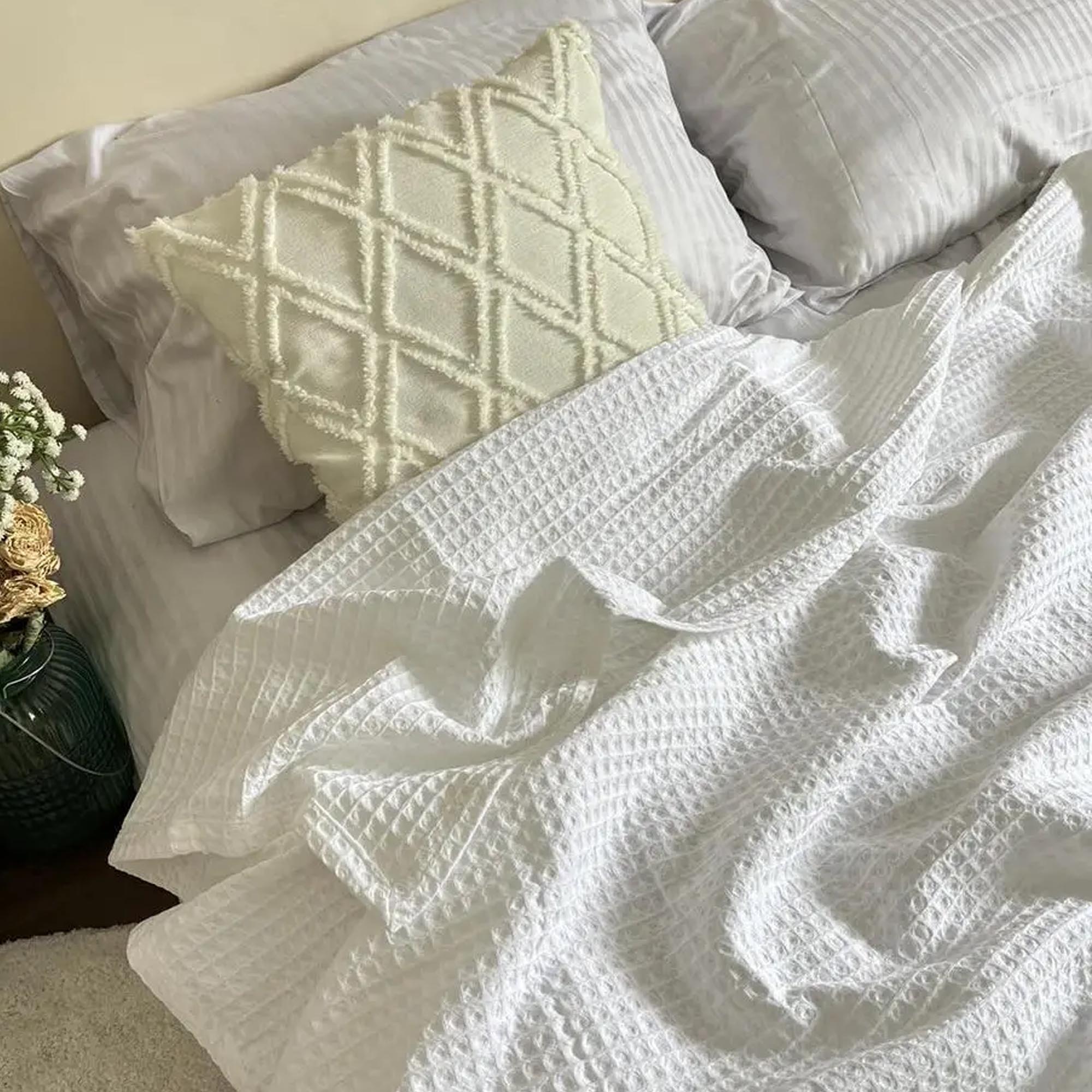 Покривало вафельне бавовняне GREECE, білий