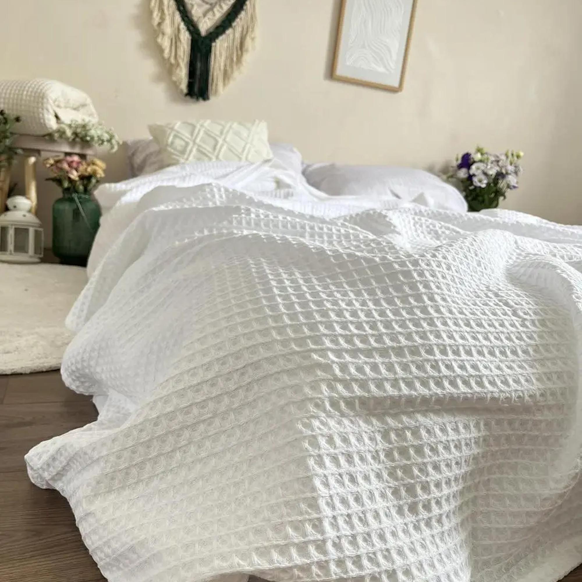 Покривало вафельне бавовняне GREECE, білий