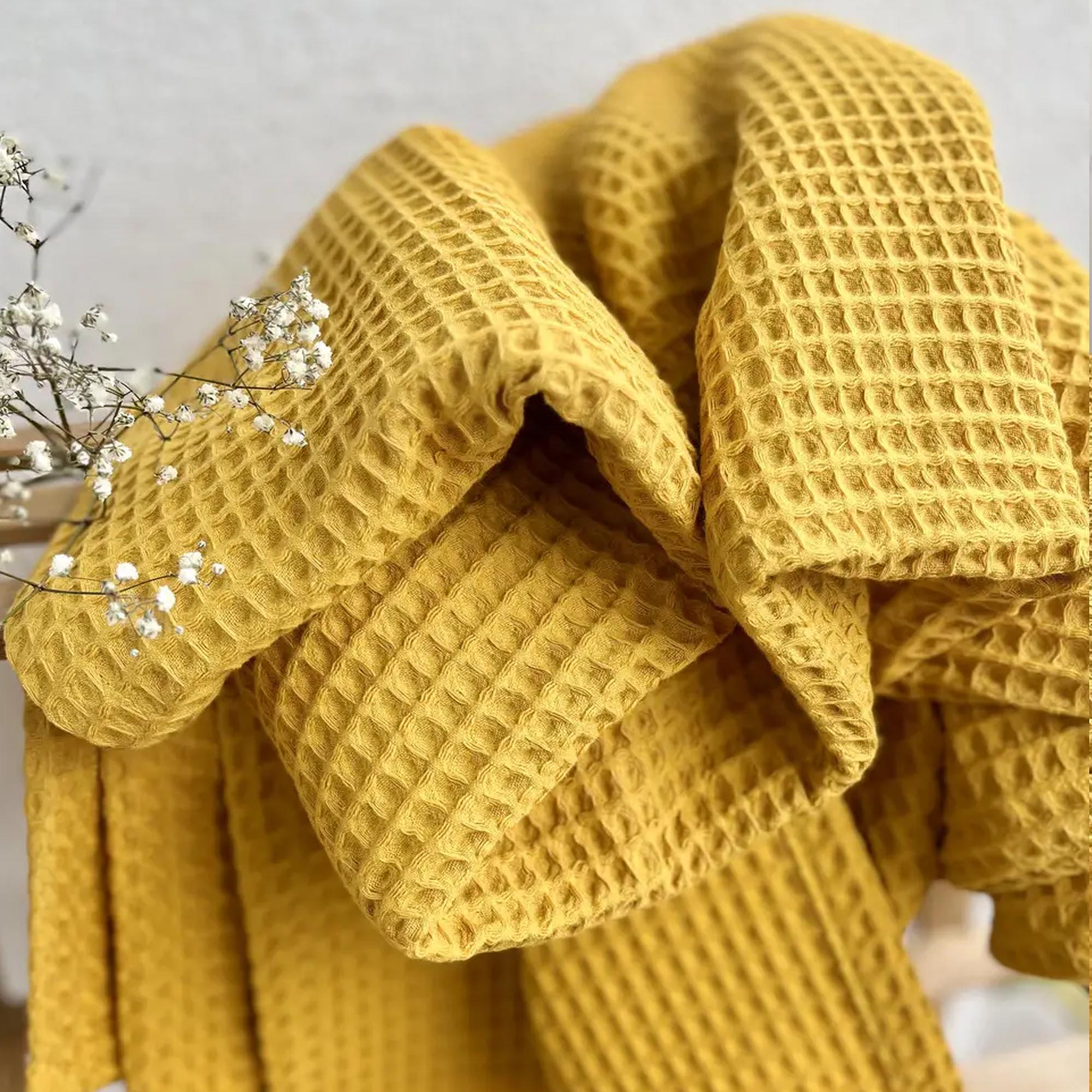 Покривало вафельне бавовняне GREECE, гірчичний