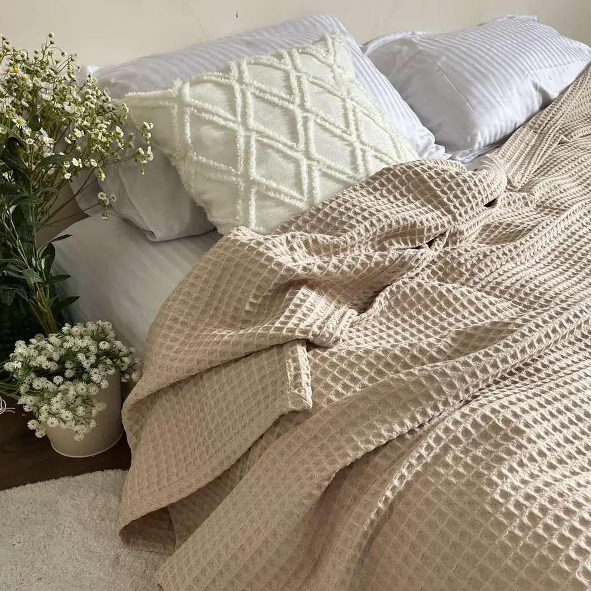 Покривало вафельне бавовняне GREECE, капучіно