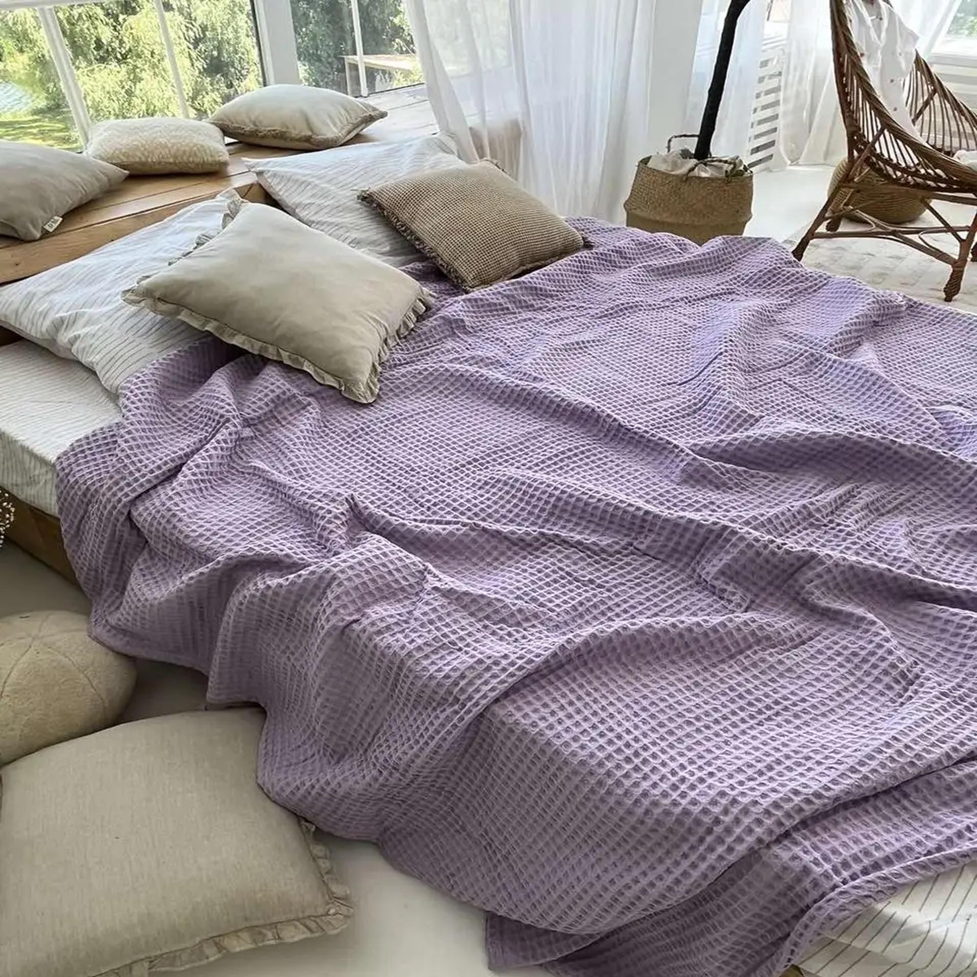 Покривало вафельне бавовняне GREECE, ліловий