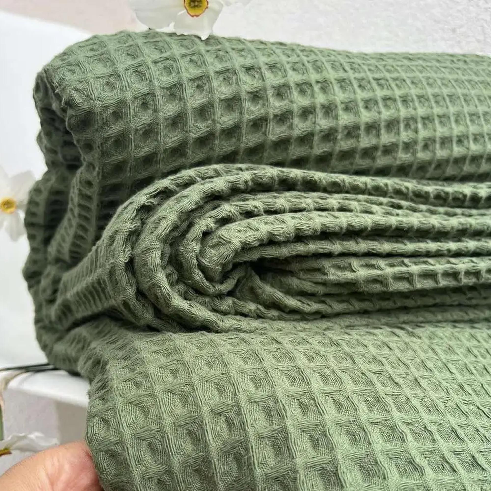 Покривало вафельне бавовняне GREECE, зелений