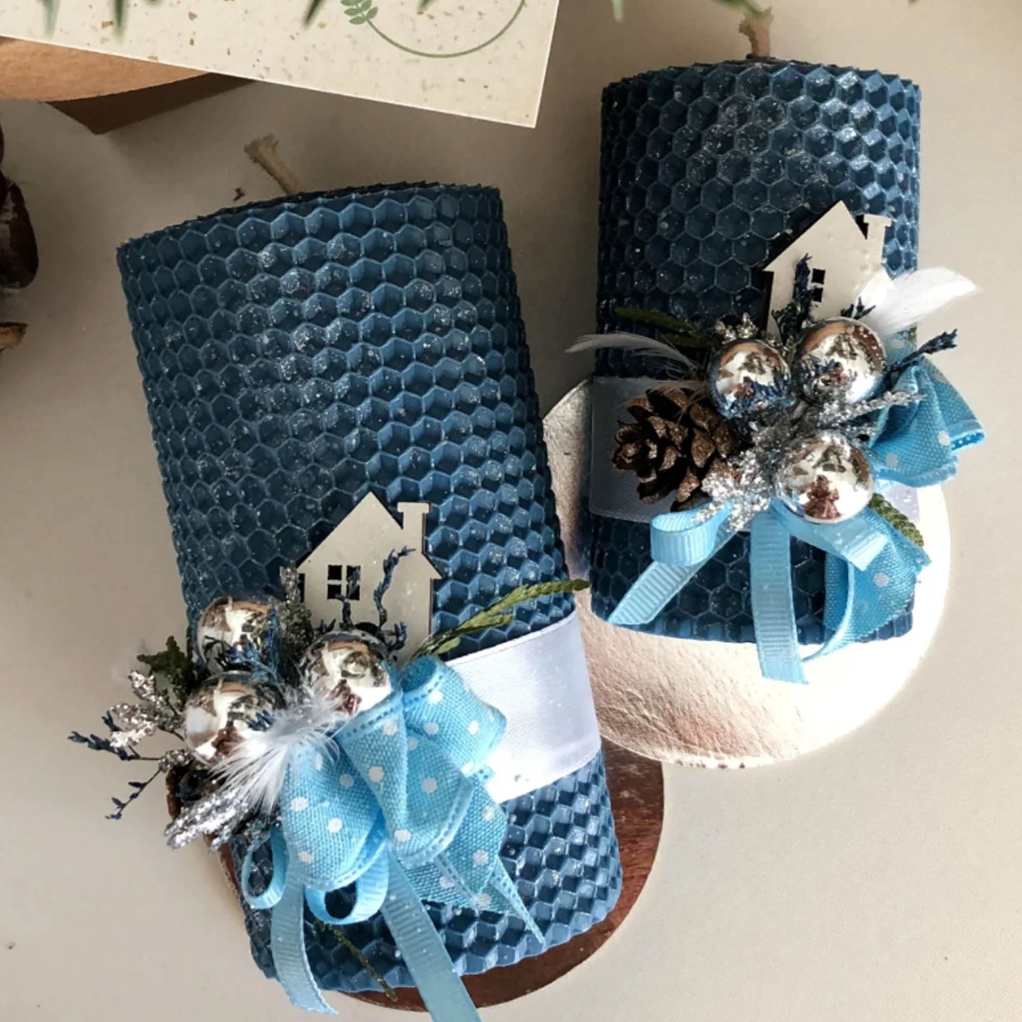 Свеча МОРОЗНЫЙ ВЕЧЕР из медовой вощины