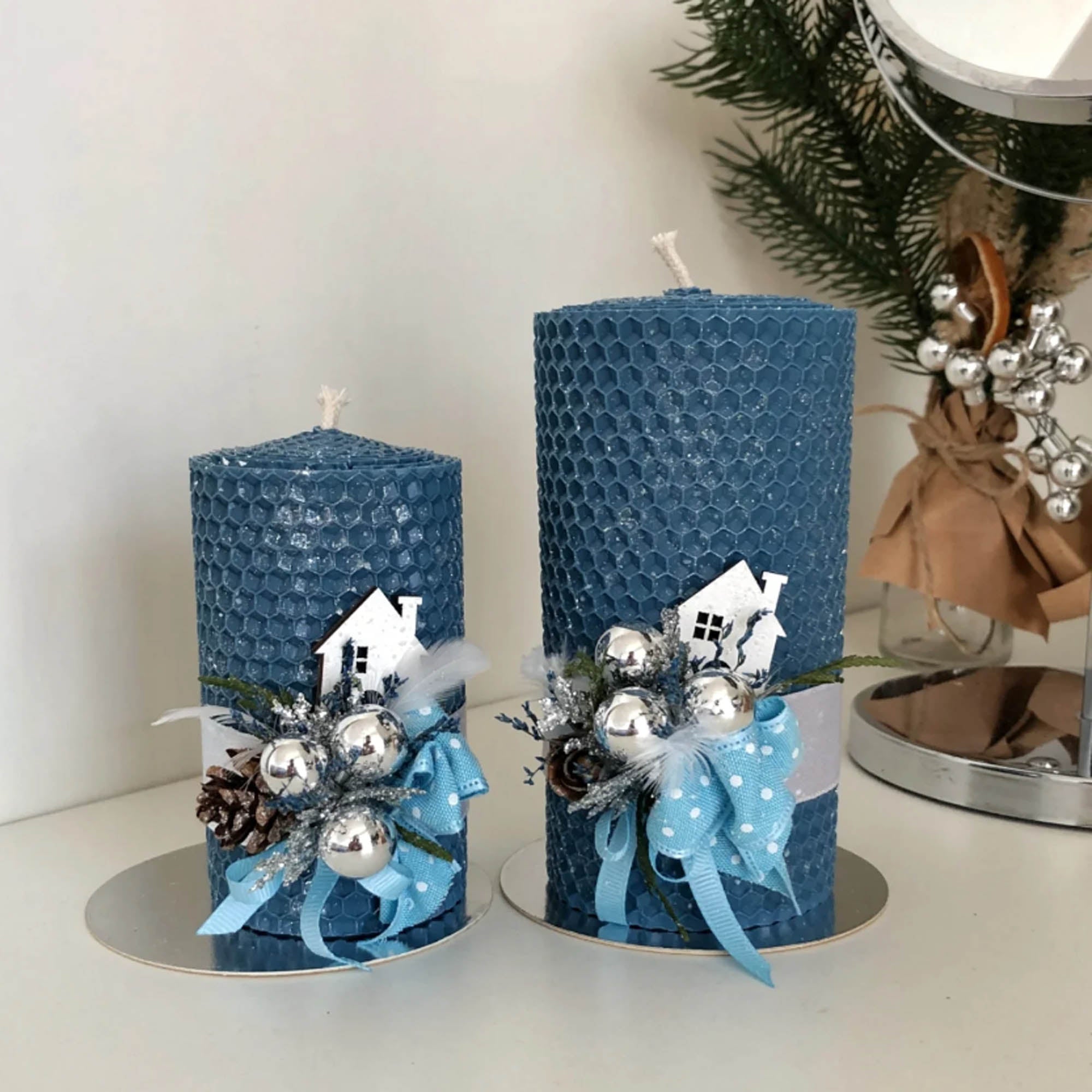 Свеча МОРОЗНЫЙ ВЕЧЕР из медовой вощины