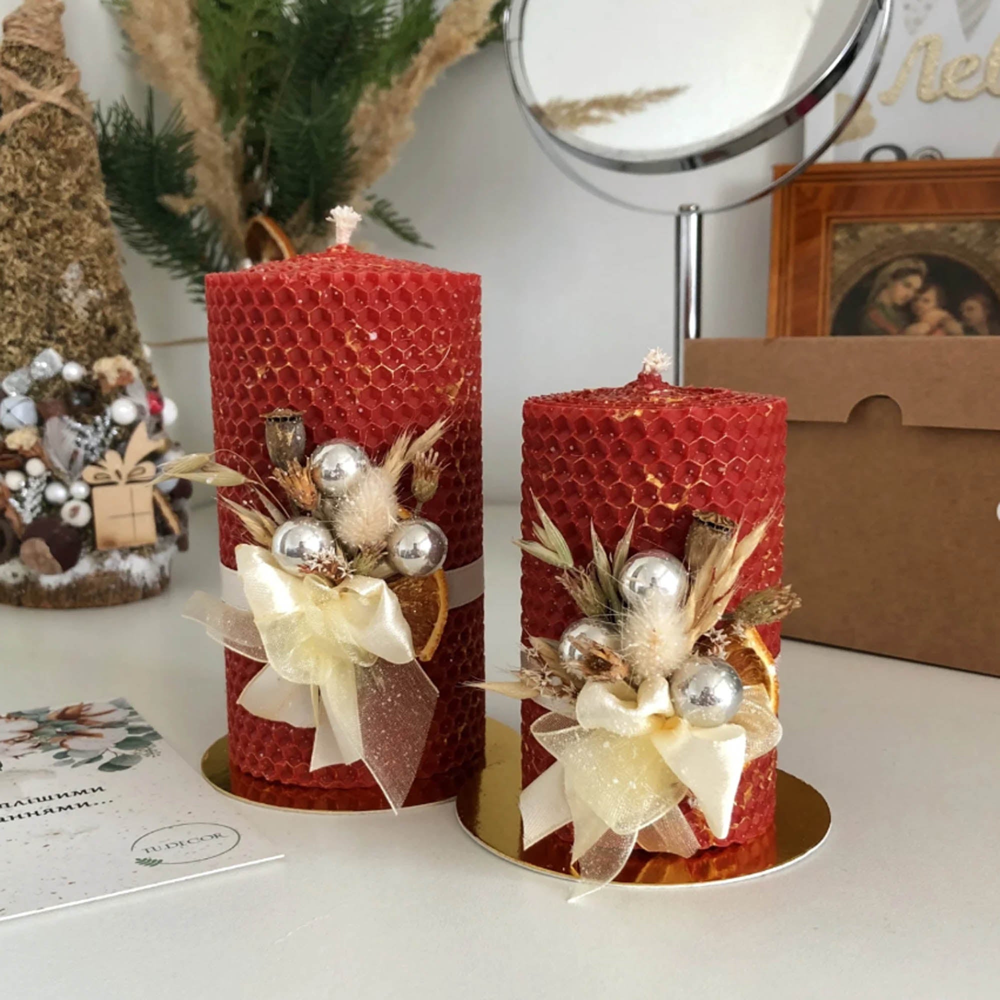 Свеча РОЖДЕСТВЕНСКИЕ ЗВЕЗДЫ из медовой вощины